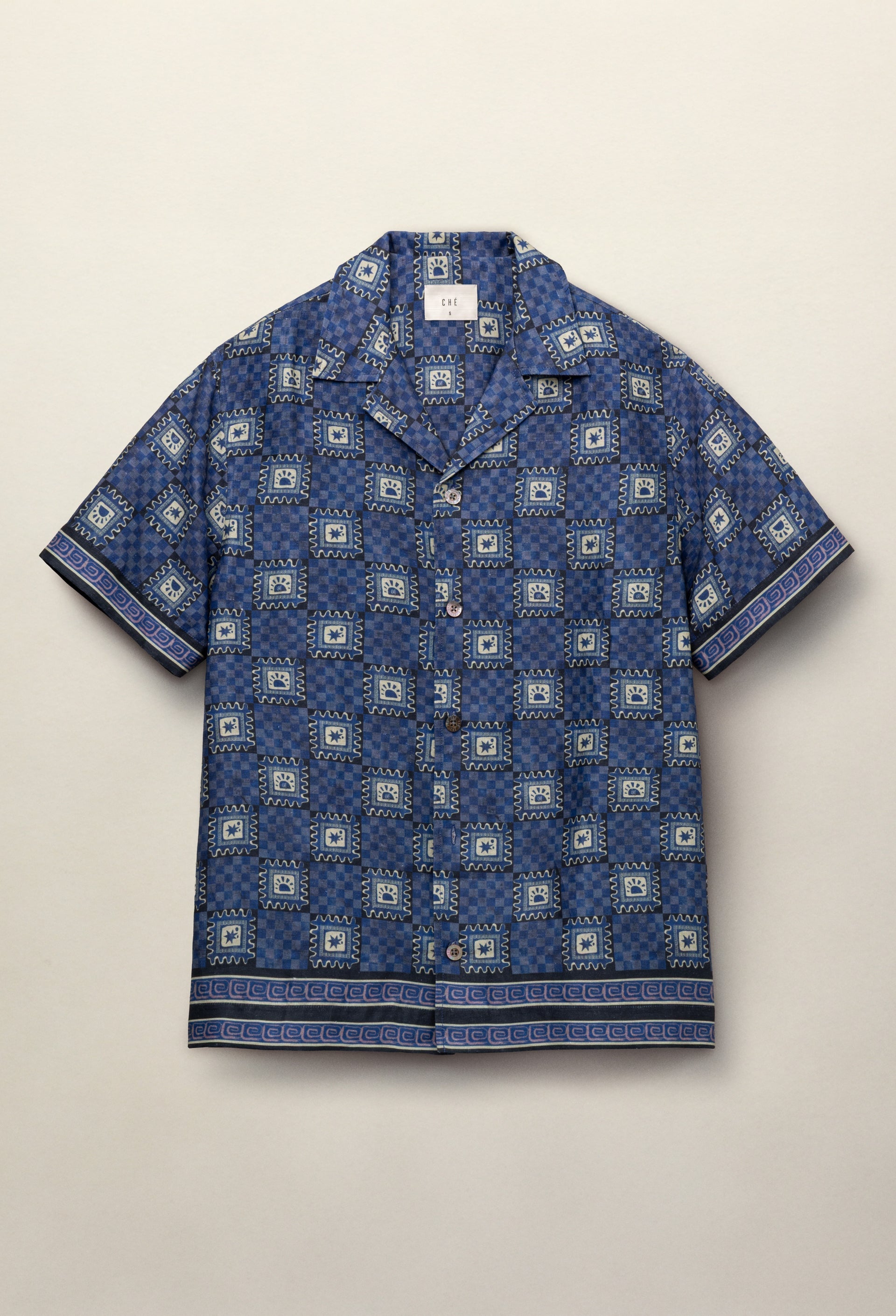 Telha Printed Linen Shirt Navy - Hombre Amsterdam