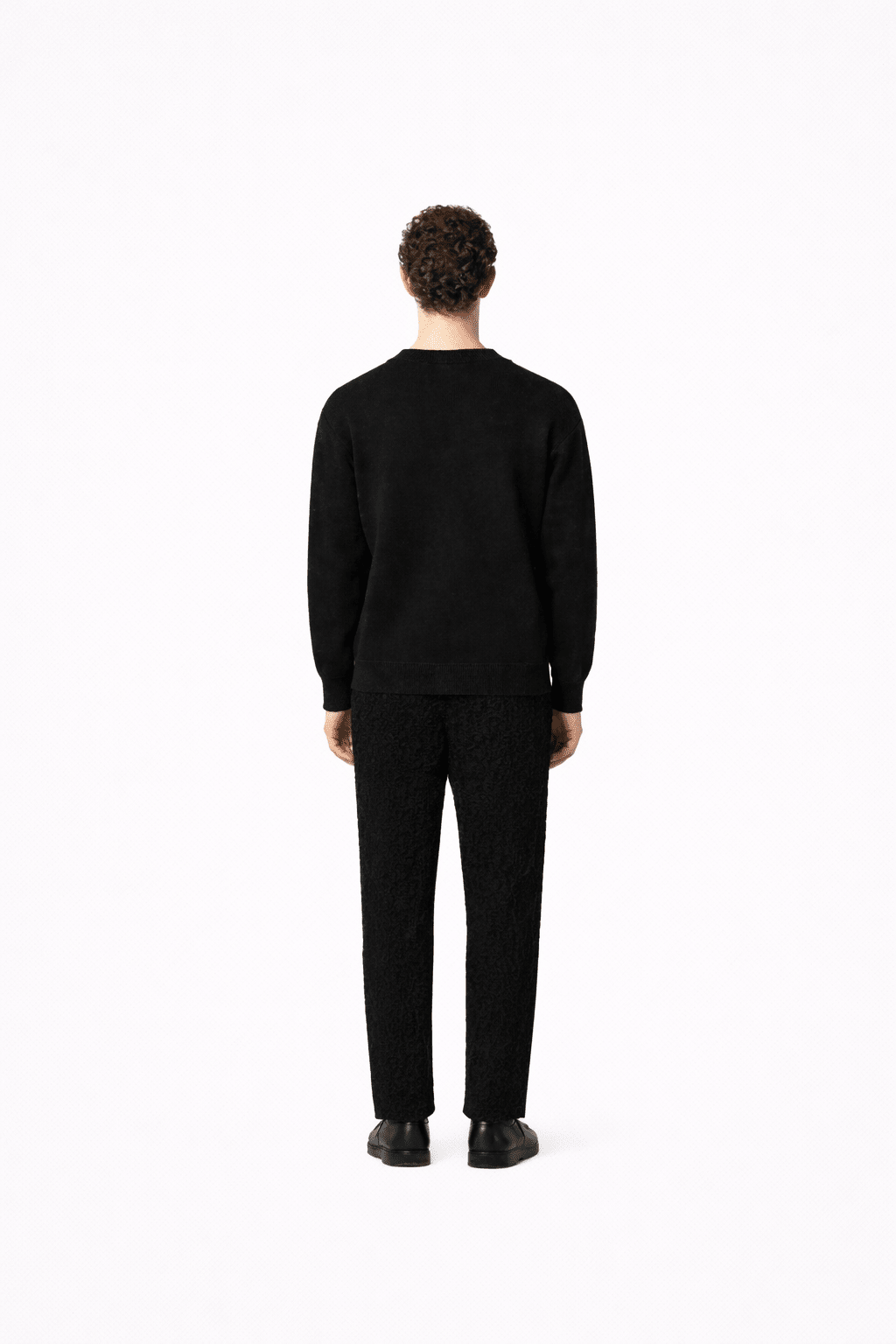 Textured Crew Neck Sweat Black - Hombre Amsterdam