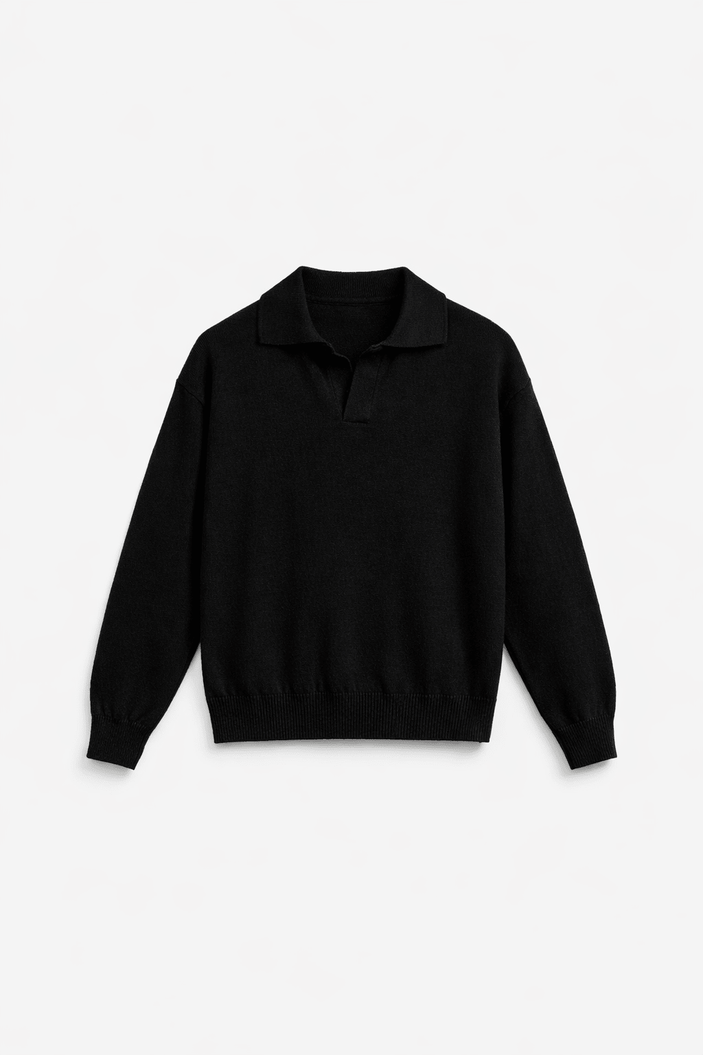 Textured Knit Polo Black - Hombre Amsterdam