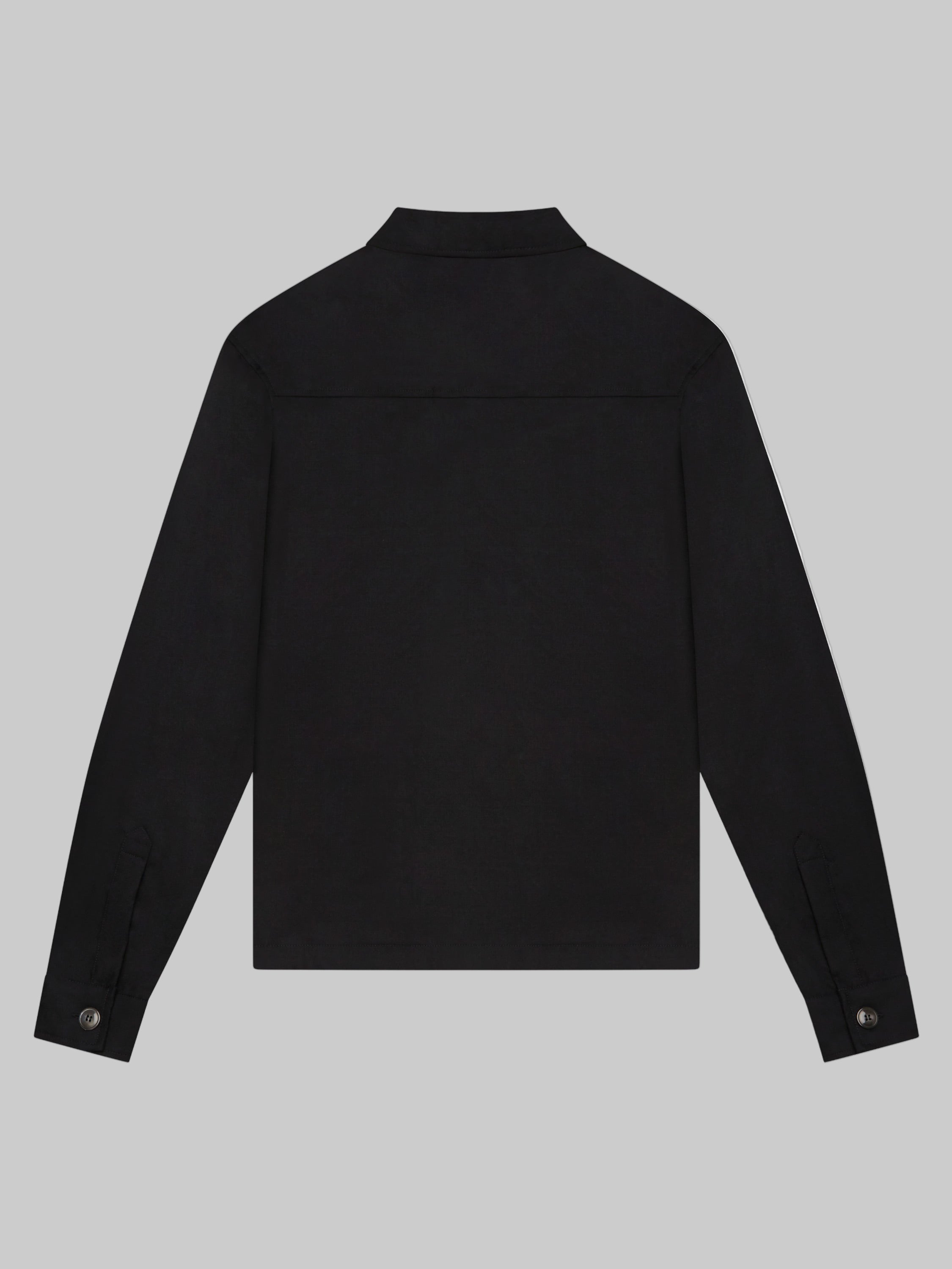 VALENZA FLANNEL STRETCH OVERSHIRT BLACK WOOL WITH ZIP CLOSURE LONG SLEEVE- Hombre Amsterdam