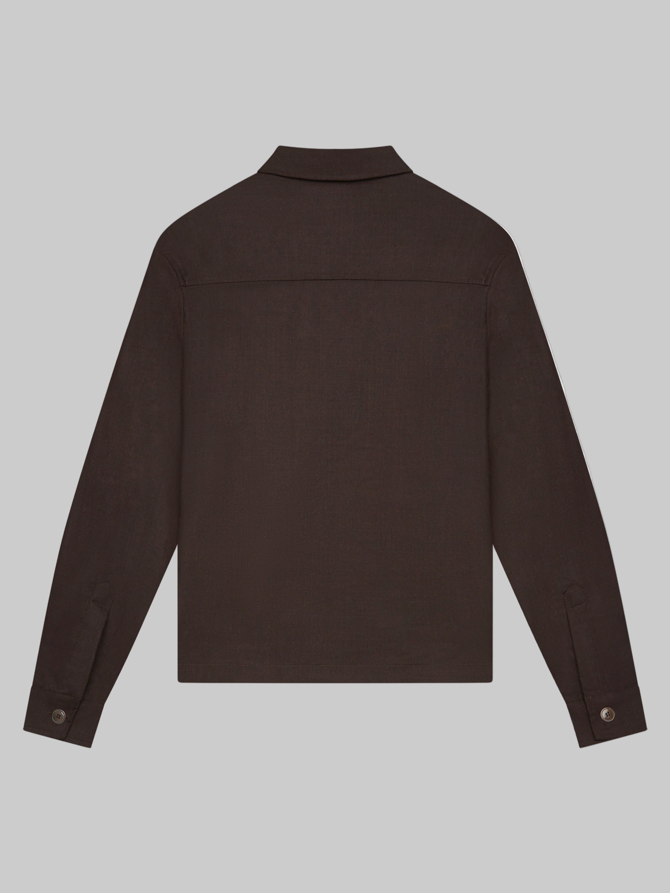 VALENZA FLANNEL STRETCH OVERSHIRT DARK BROWN WOOL WITH ZIP CLOSURE - Hombre Amsterdam