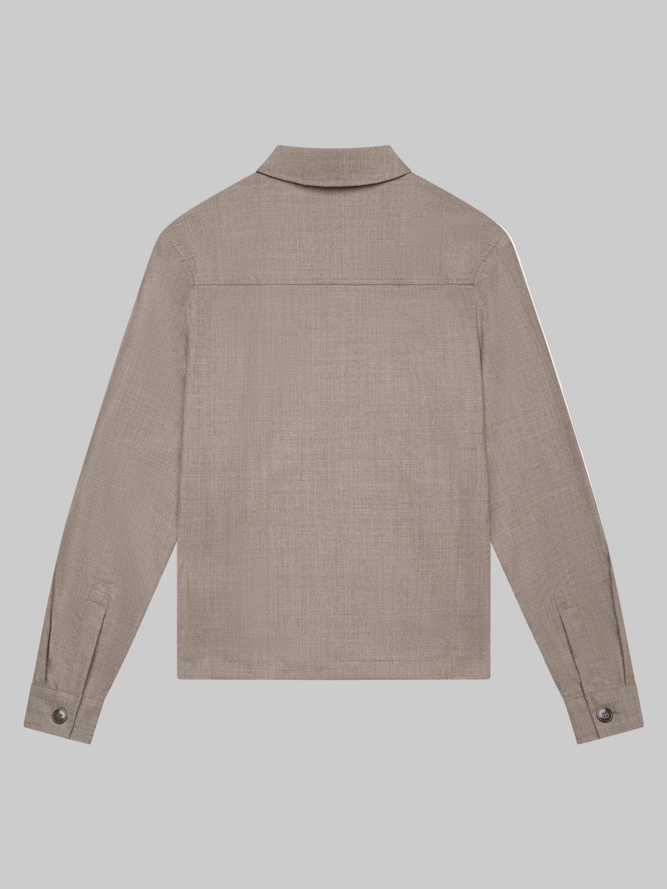 VALENZA FLANNEL STRETCH OVERSHIRT LIGHT BEIGE ZIP CLOSURE - Hombre Amsterdam