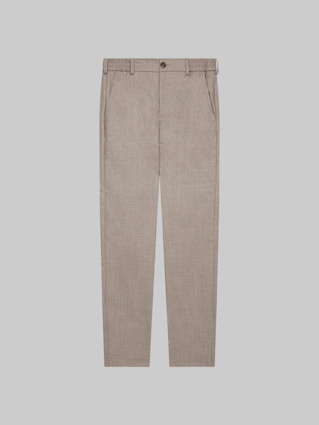 VALENZA FLANNEL STRETCH TAPERED TROUSERS LIGHT BEIGE WITH ELASTIC WAISTBAND- Hombre Amsterdam