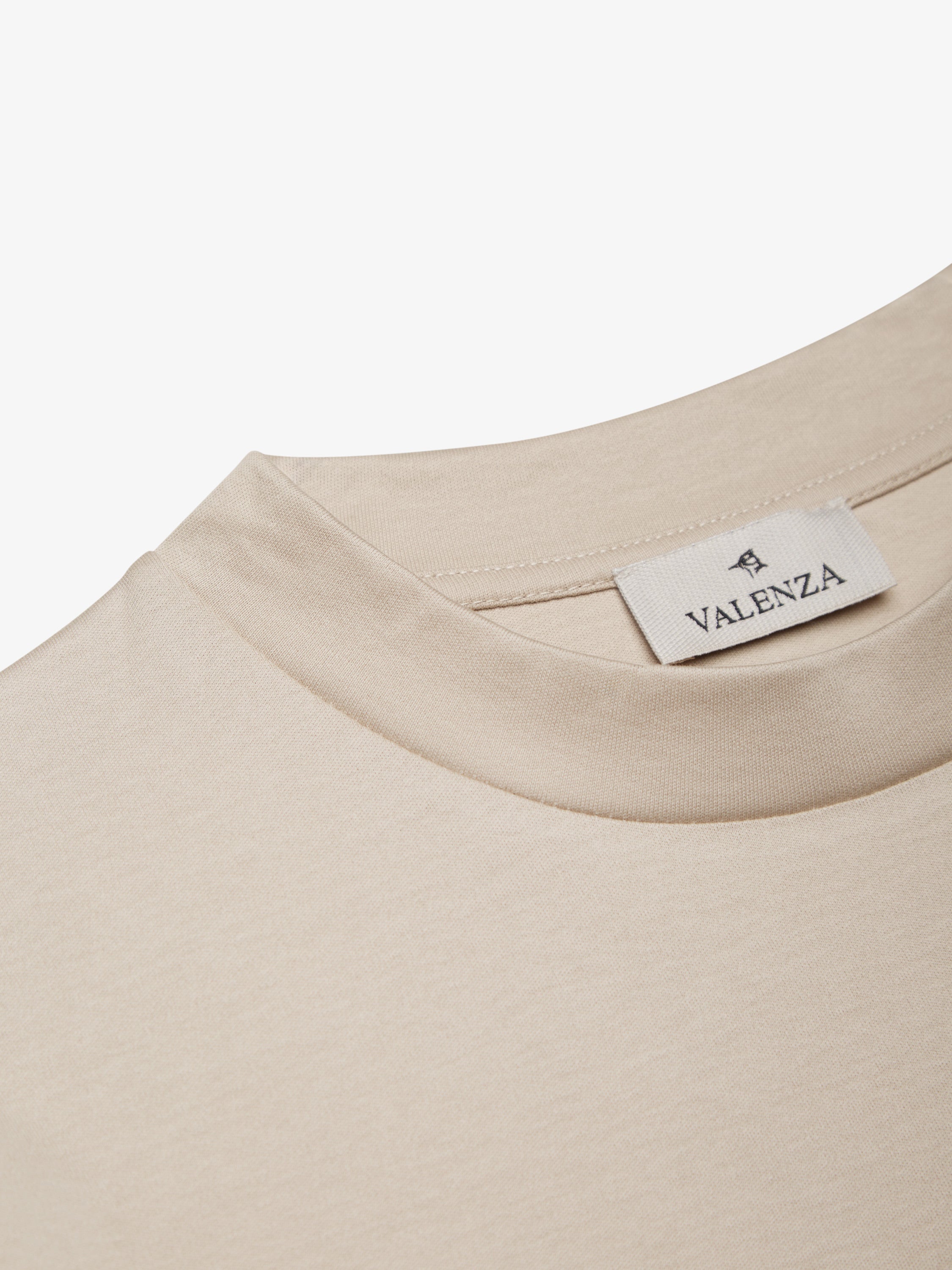 VALENZA HEAVY SUPIMA SWEAT BEIGE WITH CREW NECK - Hombre Amsterdam