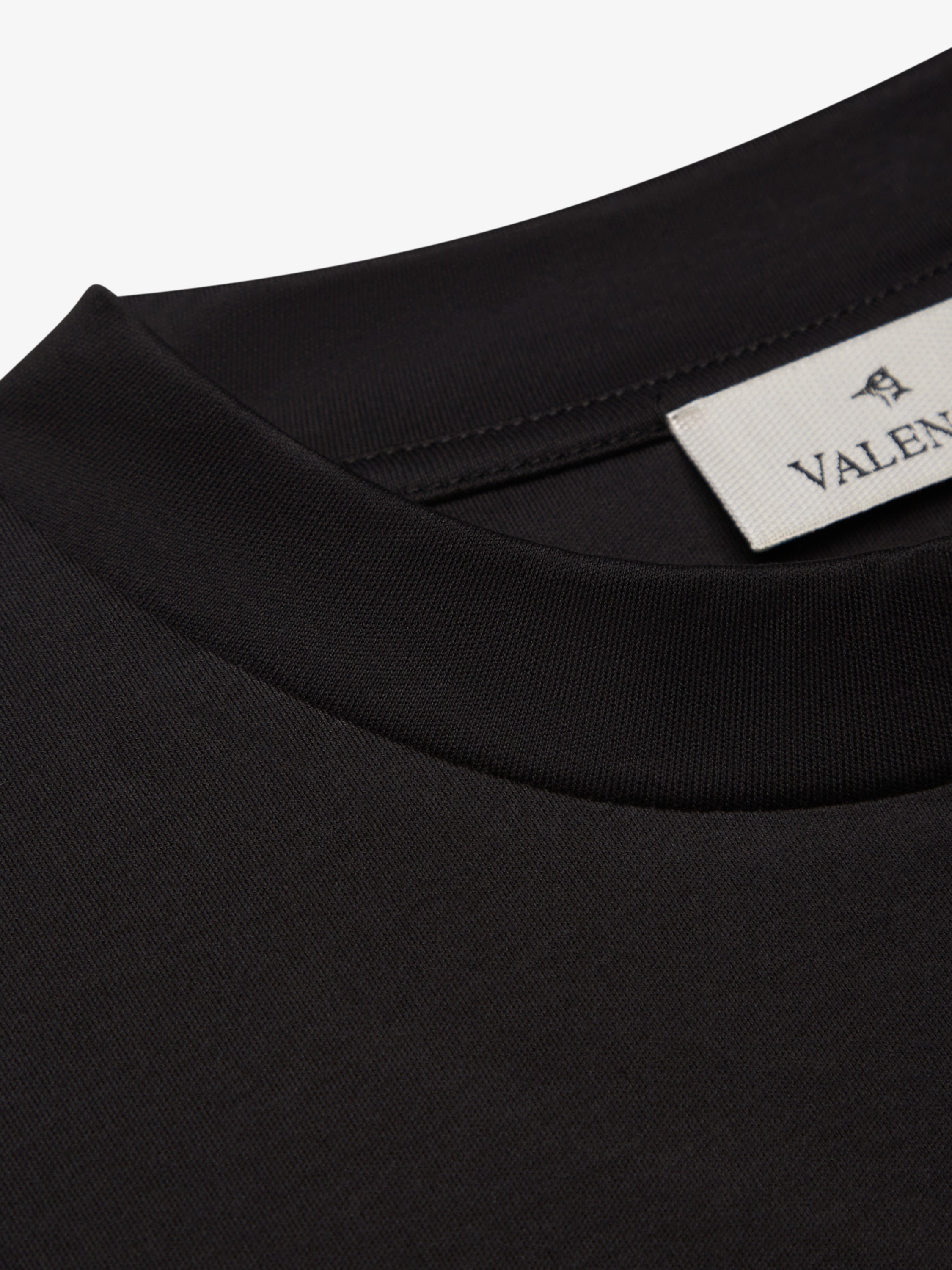 VALENZA HEAVY SUPIMA SWEAT BLACK COTTON CREW NECK - Hombre Amsterdam