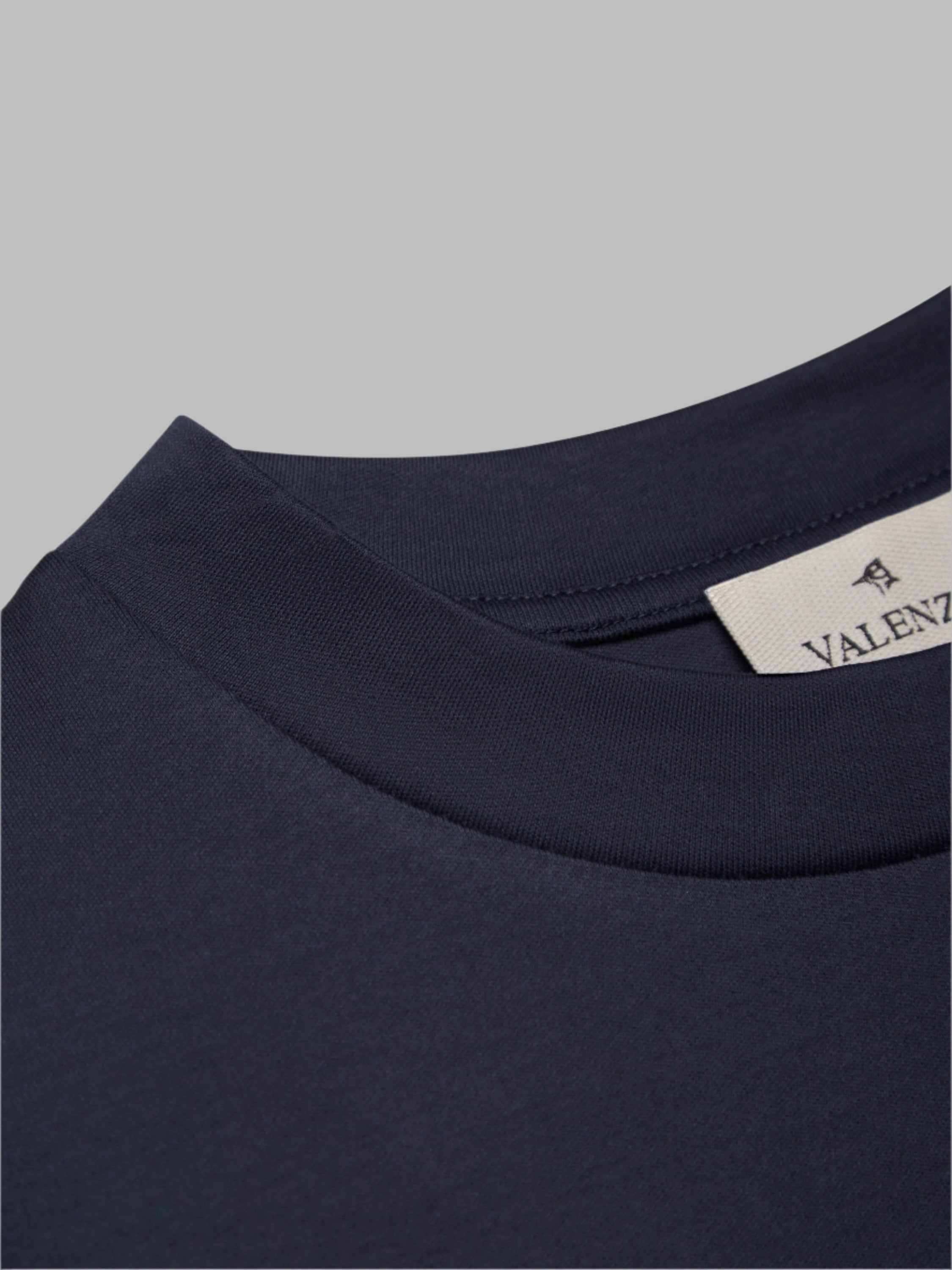 VALENZA HEAVY SUPIMA SWEAT NAVY LONG SLEEVES WITH CREW NECK - Hombre Amsterdam