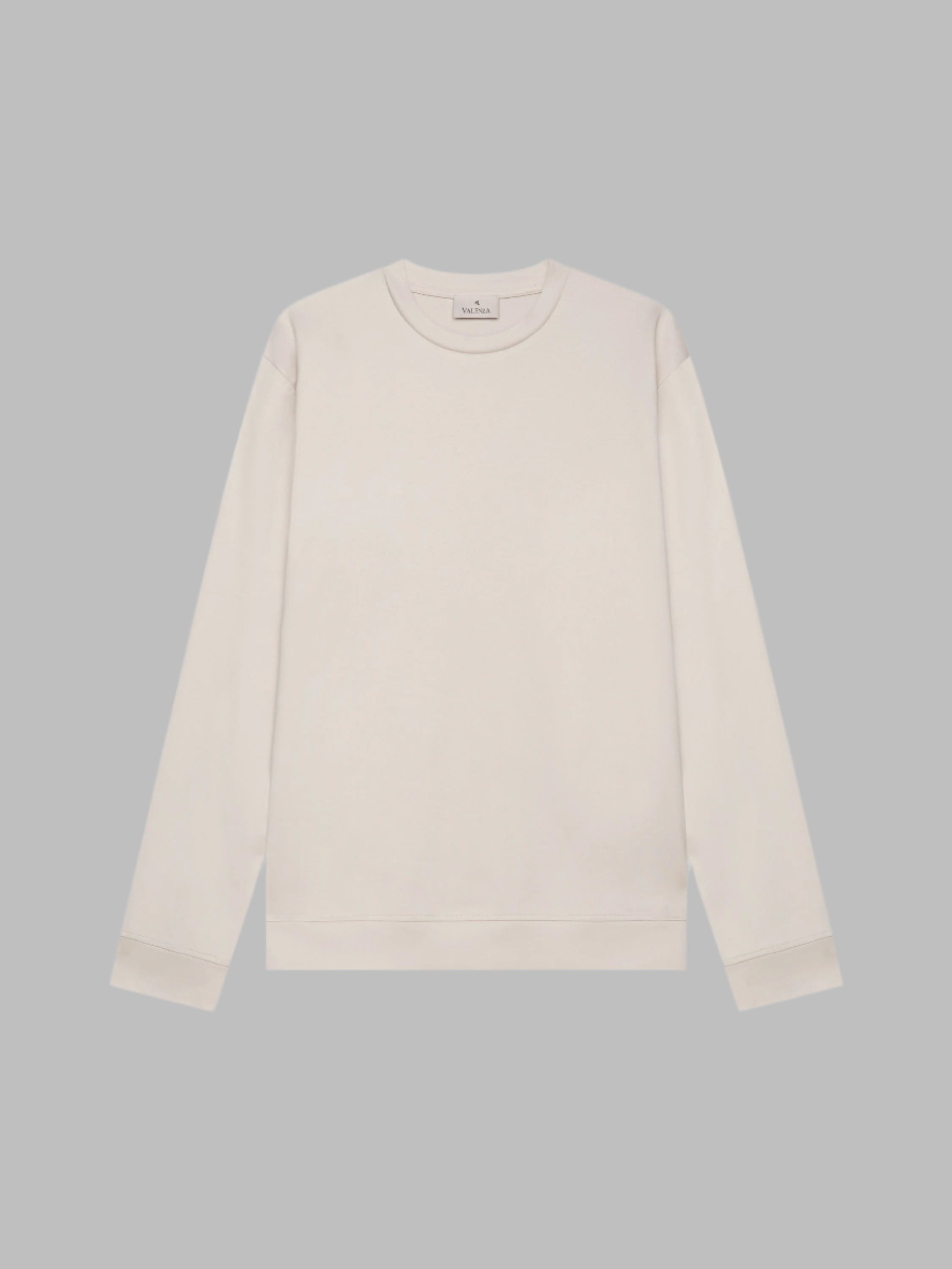 VALENZA HEAVY SUPIMA SWEAT PEARL GREY WITH CREW NECK- Hombre Amsterdam