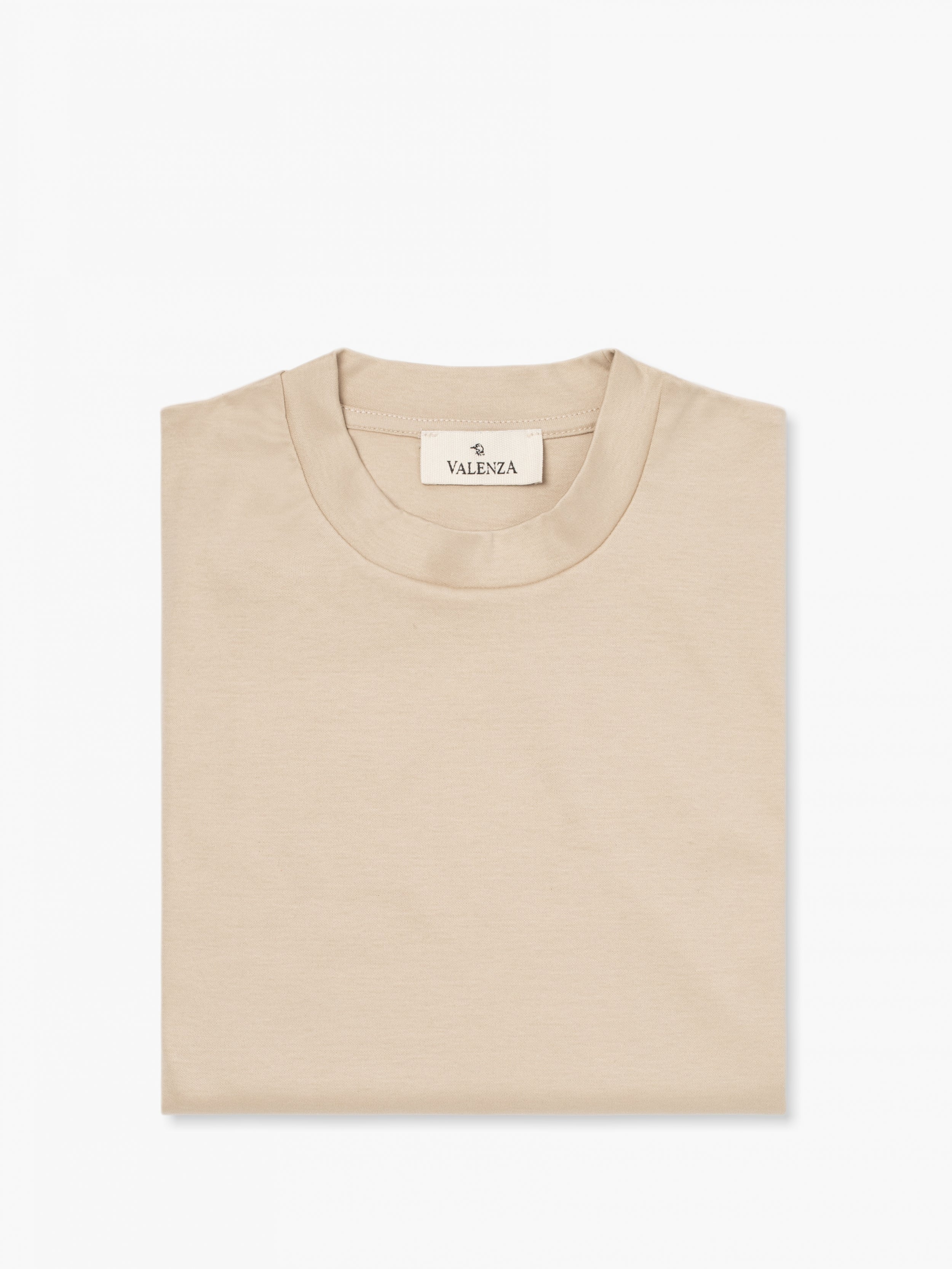 VALENZA INTERLOCK SUPIMA T - SHIRT BEIGE SHORT SLEEVE AND CREW NECK - Hombre Amsterdam