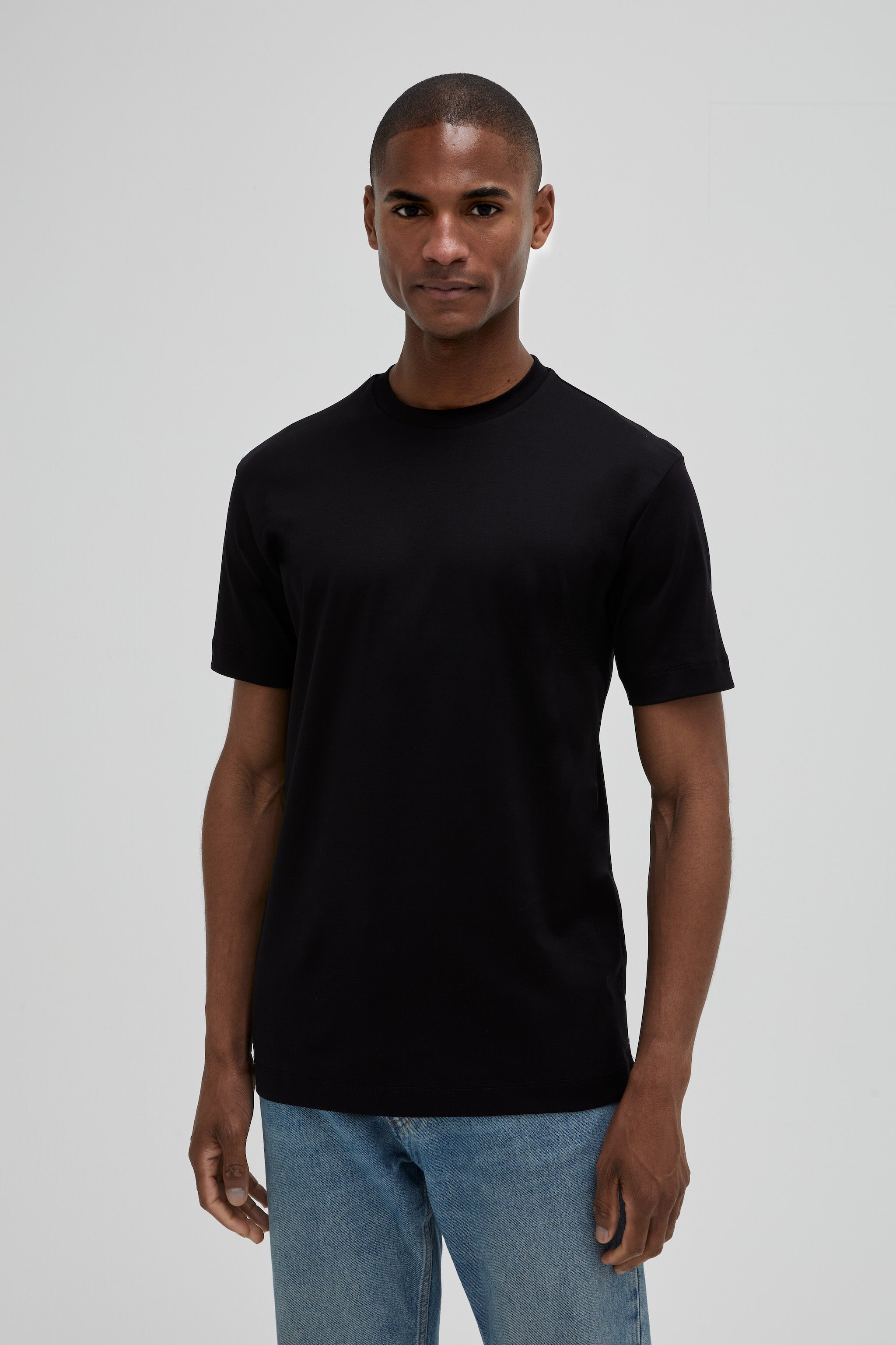 VALENZA INTERLOCK SUPIMA T - SHIRT BLACK SUPIMA CREW NECK SHORT SLEEVES - Hombre Amsterdam