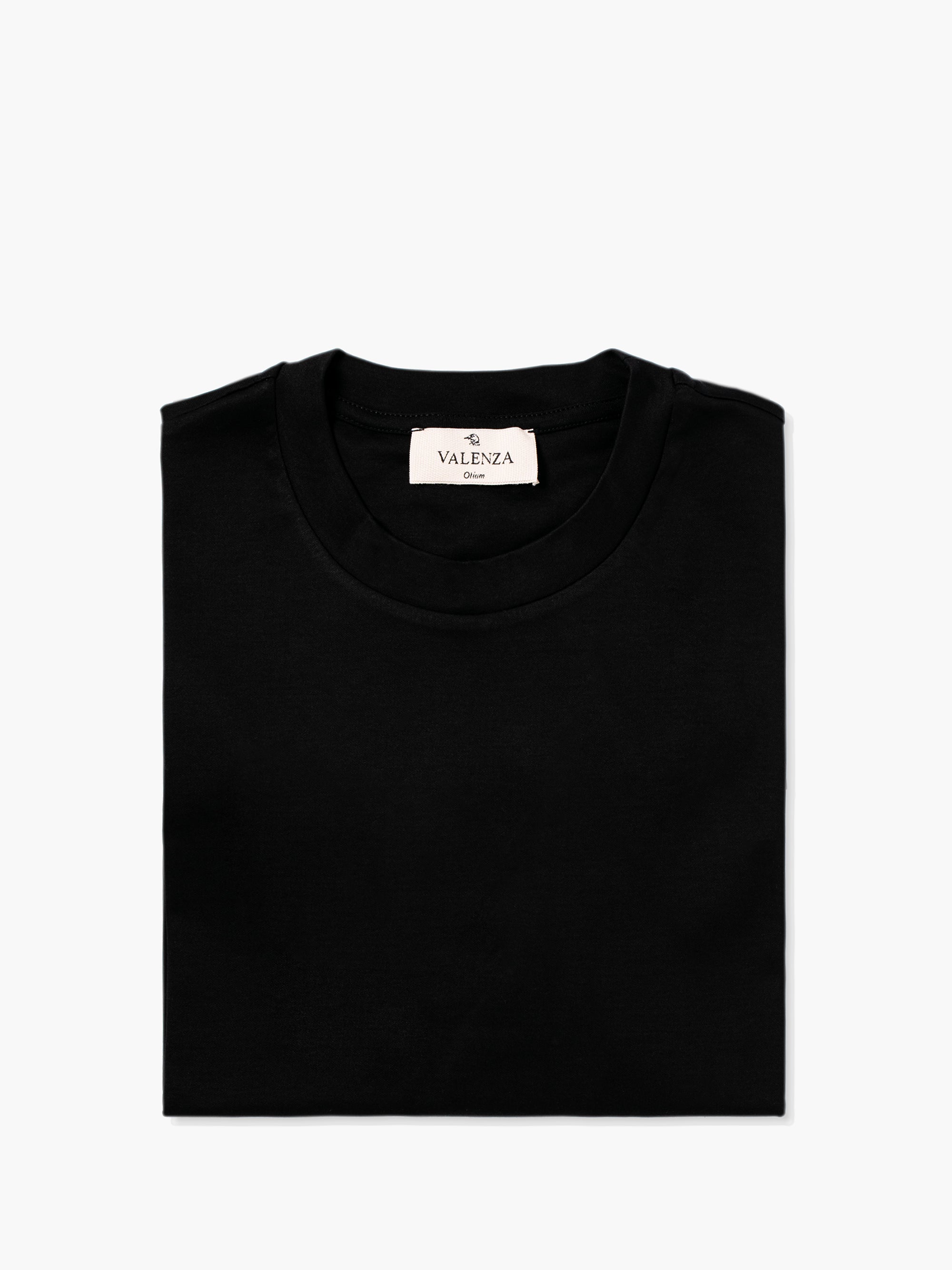 VALENZA INTERLOCK SUPIMA T - SHIRT BLACK COTTON CREW NECK SHORT SLEEVES- Hombre Amsterdam