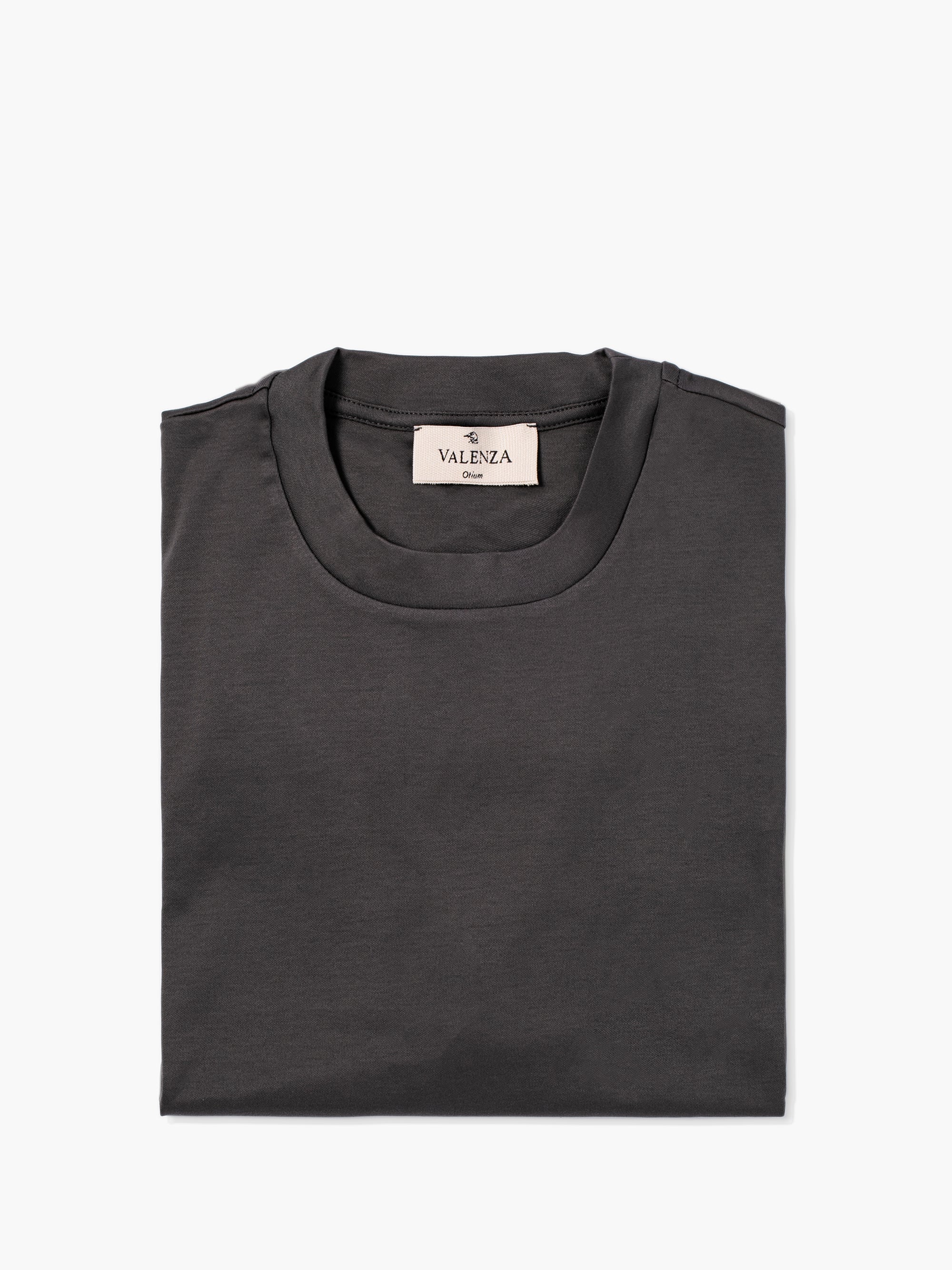VALENZA INTERLOCK SUPIMA T - SHIRT DARK GREY SHORT SLEEVES AND CREW NECK - Hombre Amsterdam