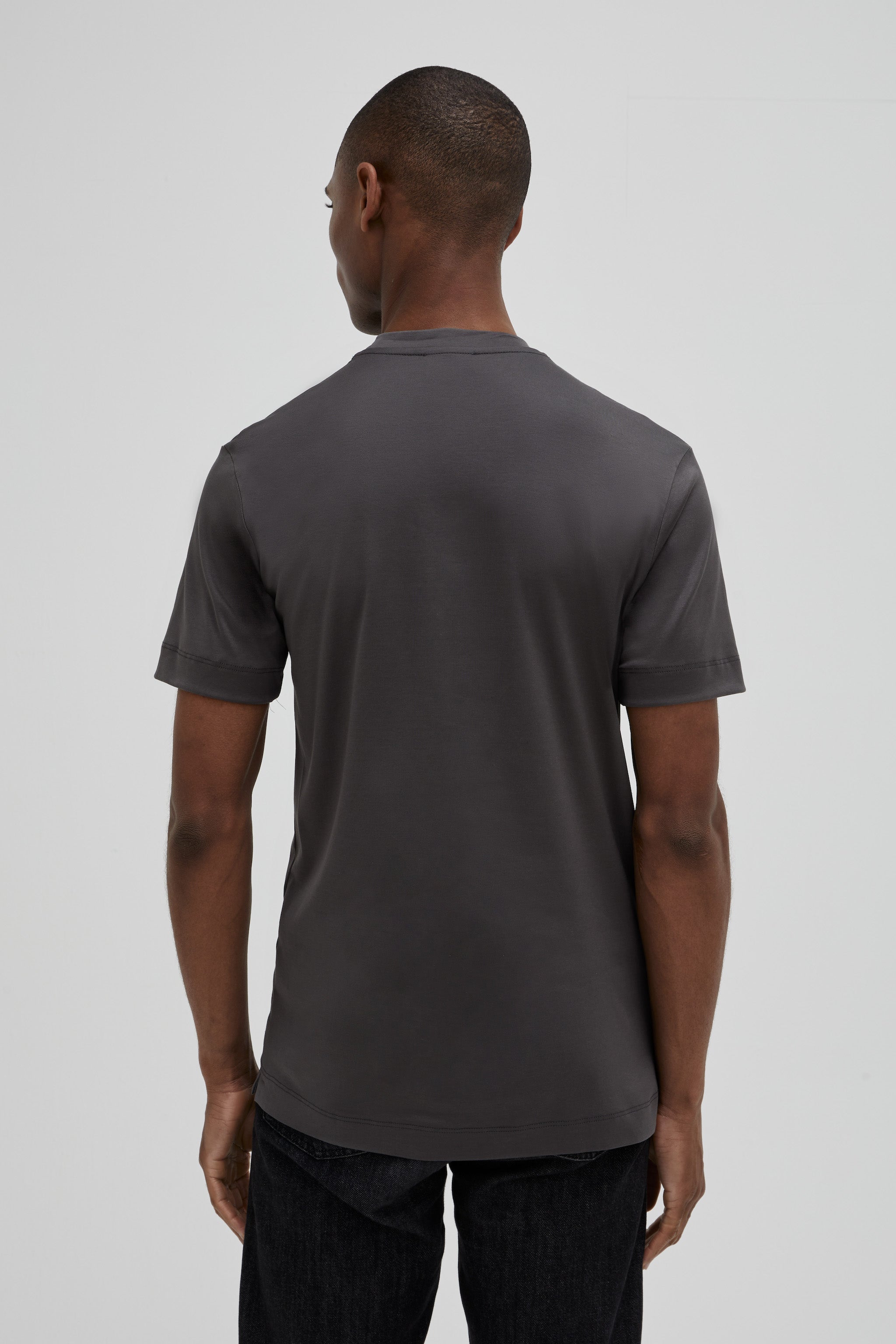 VALENZA INTERLOCK SUPIMA T - SHIRT DARK GREY SHORT SLEEVES AND CREW NECK - Hombre Amsterdam
