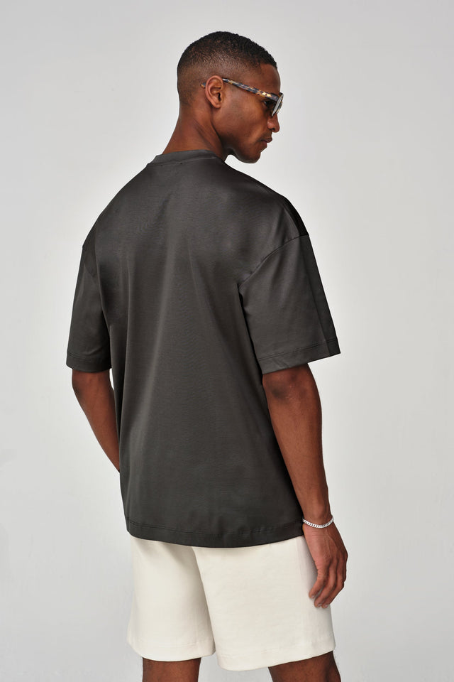 VALENZA INTERLOCK SUPIMA T - SHIRT DARK GREY OVERSIZED - Hombre Amsterdam