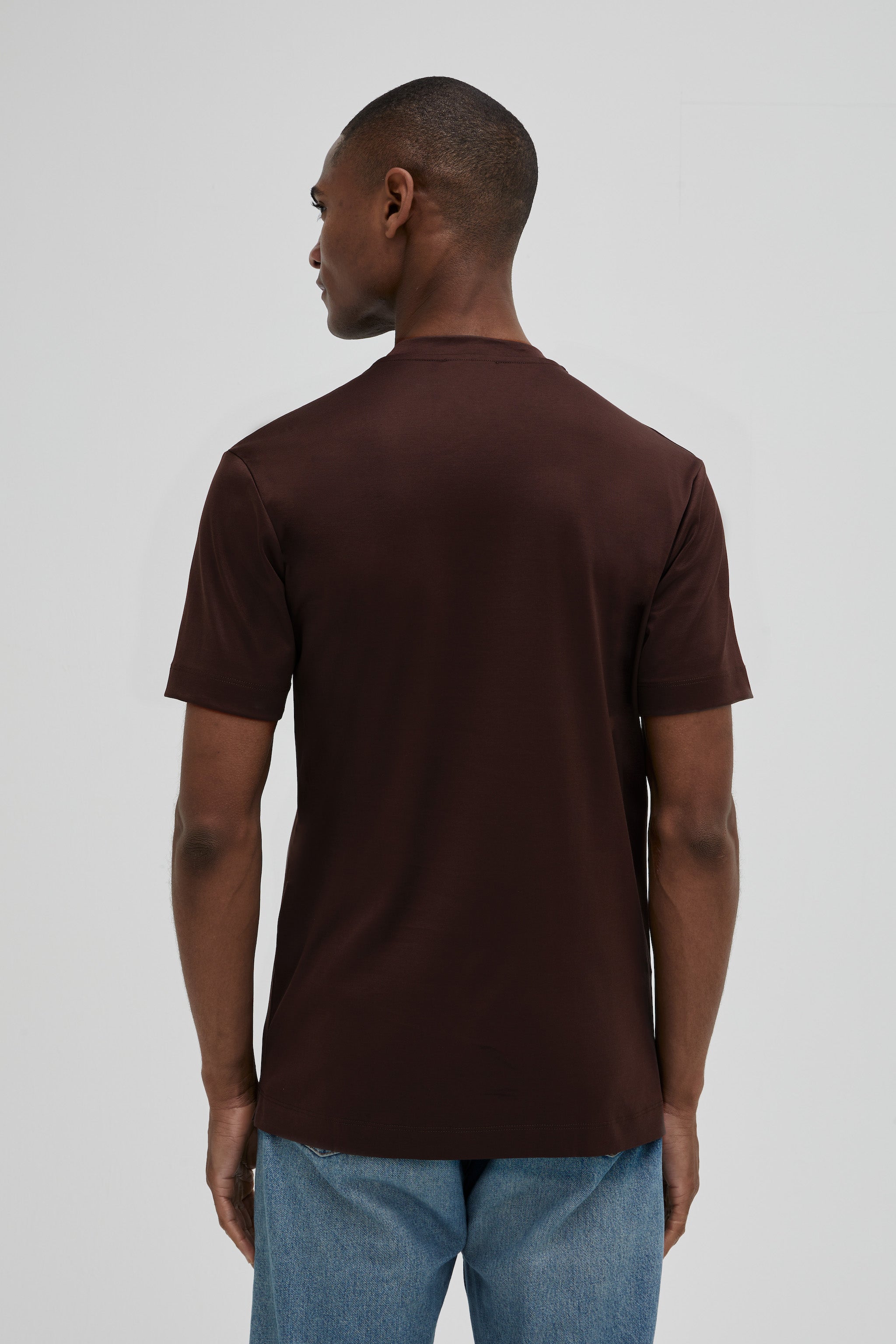 VALENZA INTERLOCK SUPIMA T - SHIRT EBONY BROWN SHORT SLEEVE CREW NECK- Hombre Amsterdam