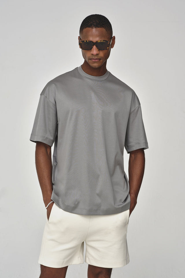 VALENZA INTERLOCK SUPIMA T - SHIRT GREY OVERSIZED - Hombre Amsterdam