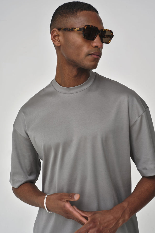 VALENZA INTERLOCK SUPIMA T - SHIRT GREY OVERSIZED - Hombre Amsterdam