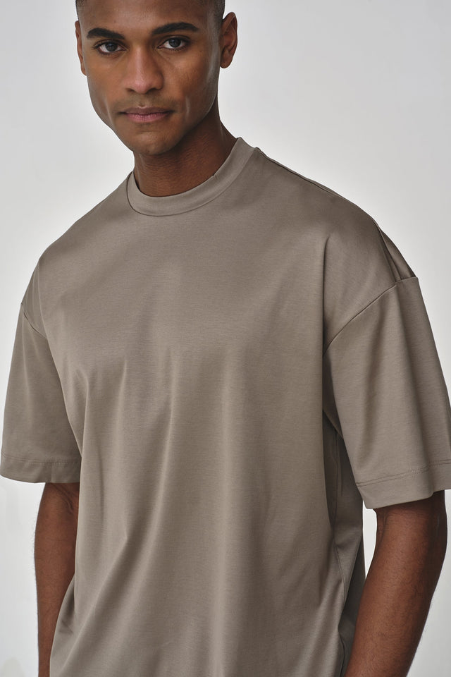 VALENZA INTERLOCK SUPIMA T - SHIRT LEAD GREY OVERSIZED - Hombre Amsterdam