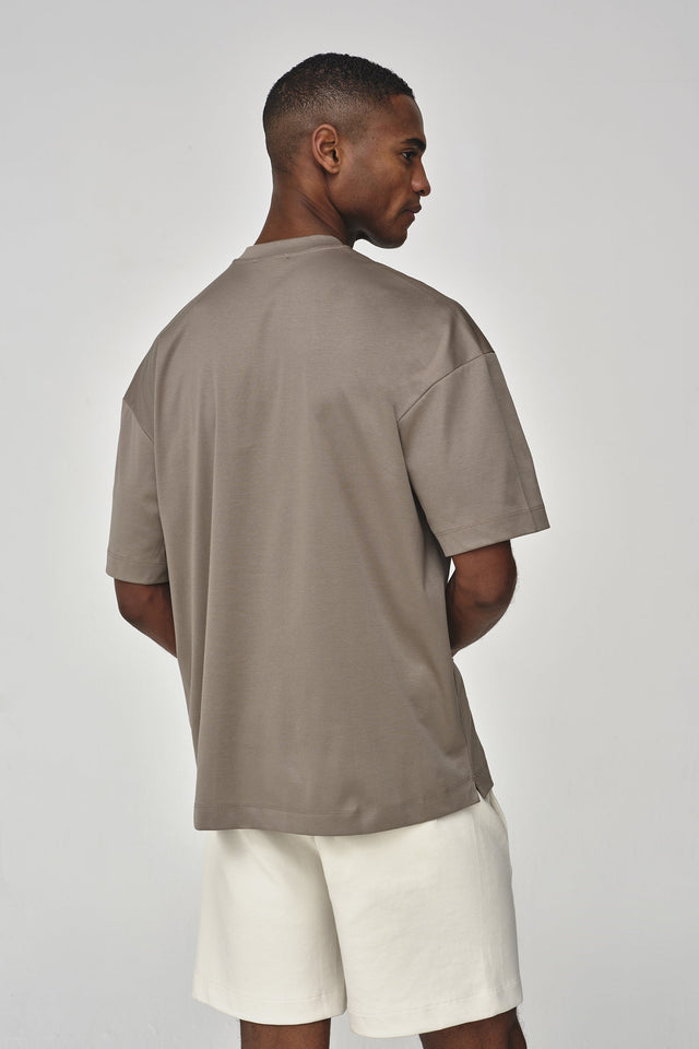 VALENZA INTERLOCK SUPIMA T - SHIRT LEAD GREY OVERSIZED - Hombre Amsterdam