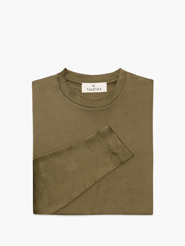 VALENZA INTERLOCK SUPIMA T - SHIRT LONG SLEEVES ARMY GREEN - Hombre Amsterdam