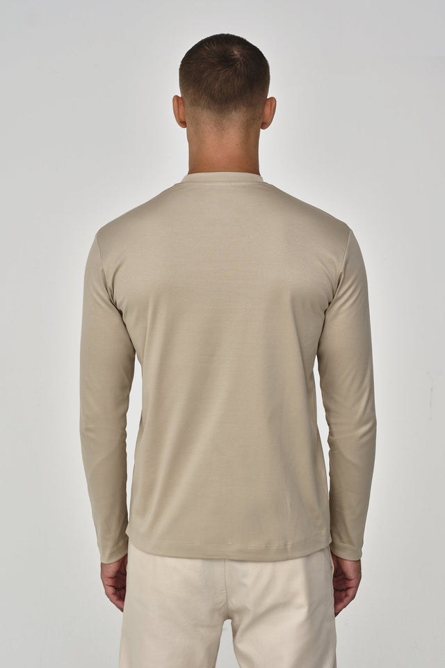 VALENZA INTERLOCK SUPIMA T - SHIRT LONG SLEEVES BEIGE - Hombre Amsterdam