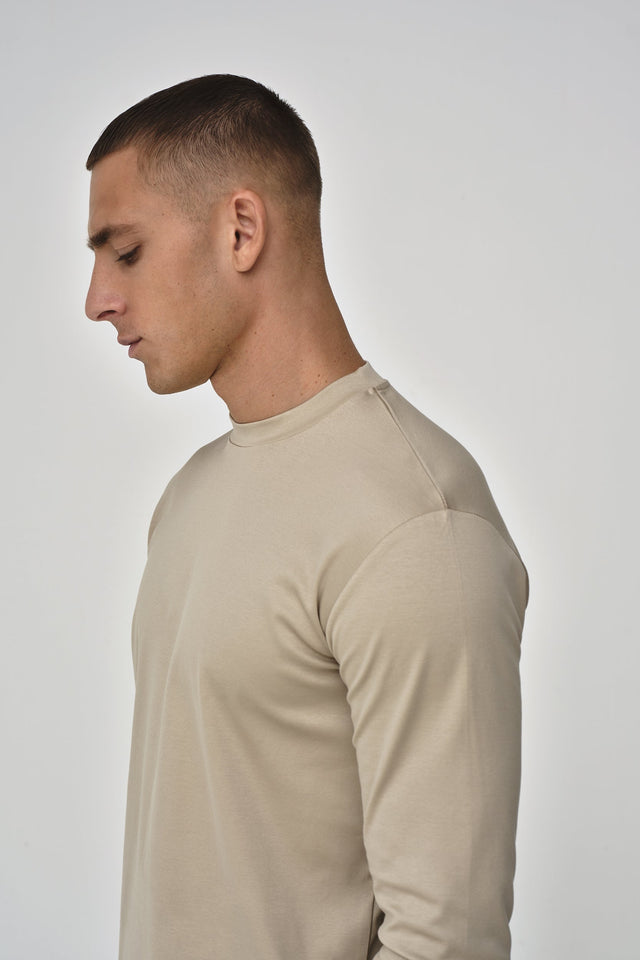 VALENZA INTERLOCK SUPIMA T - SHIRT LONG SLEEVES BEIGE - Hombre Amsterdam