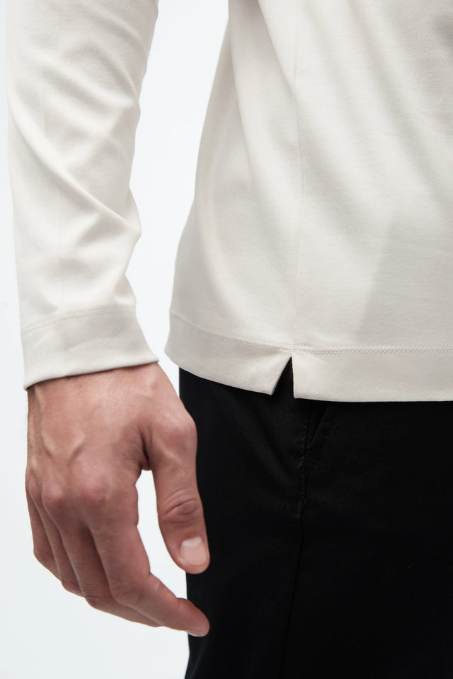 VALENZA INTERLOCK SUPIMA T - SHIRT LONG SLEEVES PEARL GREY - Hombre Amsterdam