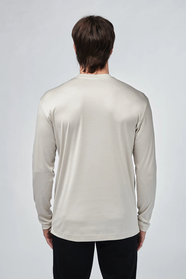 VALENZA INTERLOCK SUPIMA T - SHIRT LONG SLEEVES PEARL GREY - Hombre Amsterdam