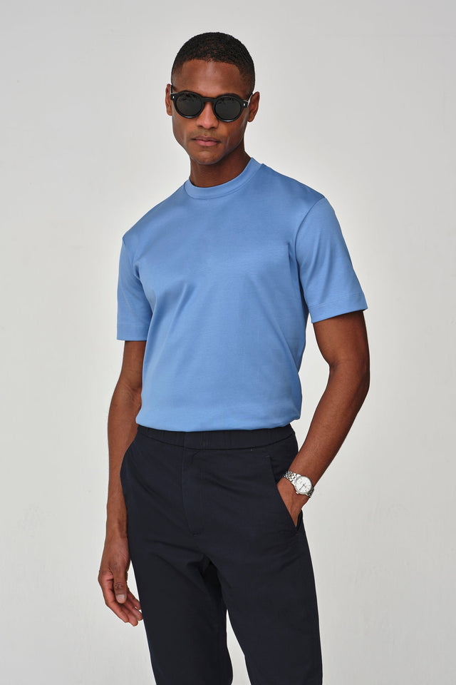 VALENZA INTERLOCK SUPIMA T - SHIRT MID BLUE - Hombre Amsterdam