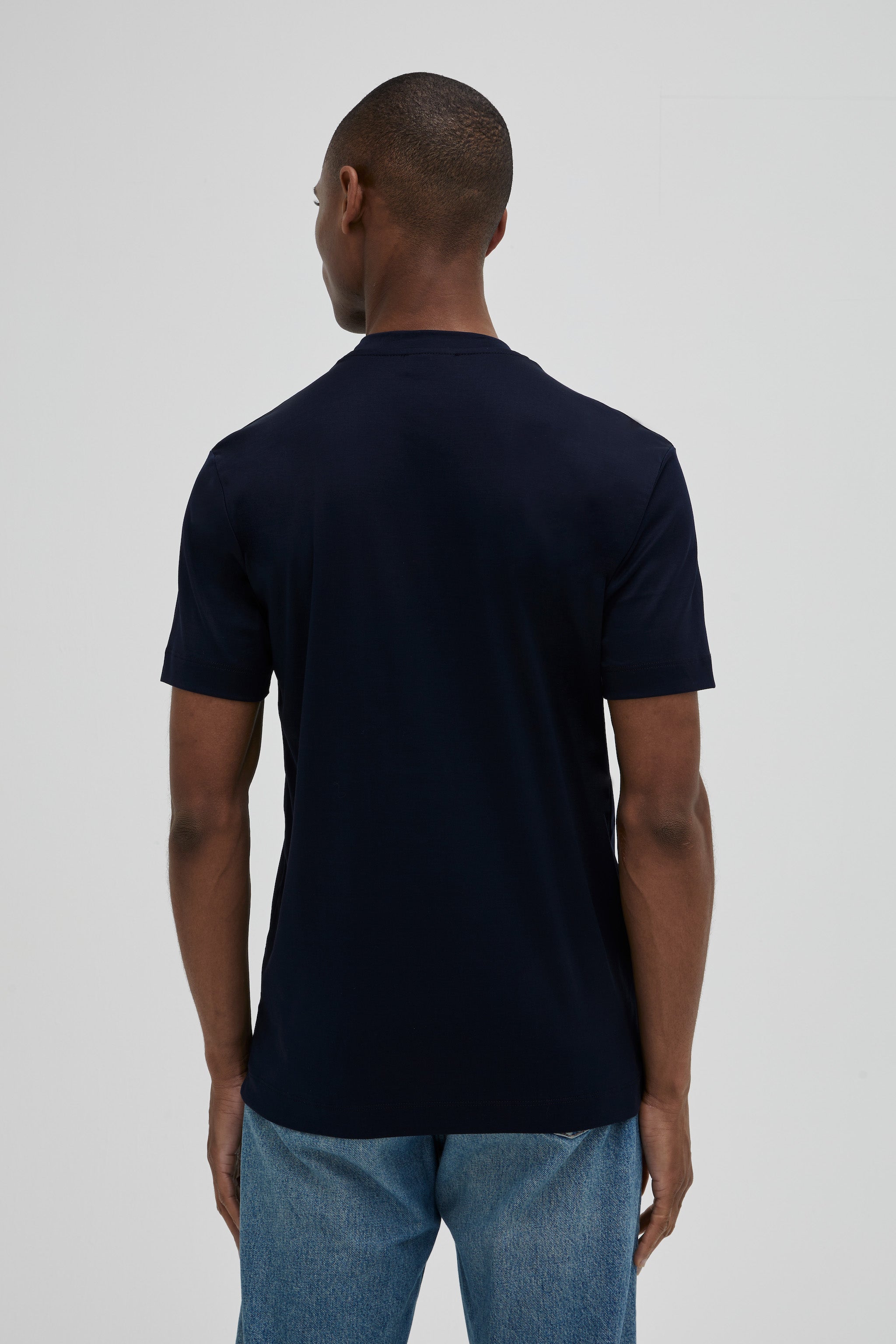VALENZA INTERLOCK SUPIMA T - SHIRT NAVY SHORT SLEEVE WITH CREW NECK- Hombre Amsterdam