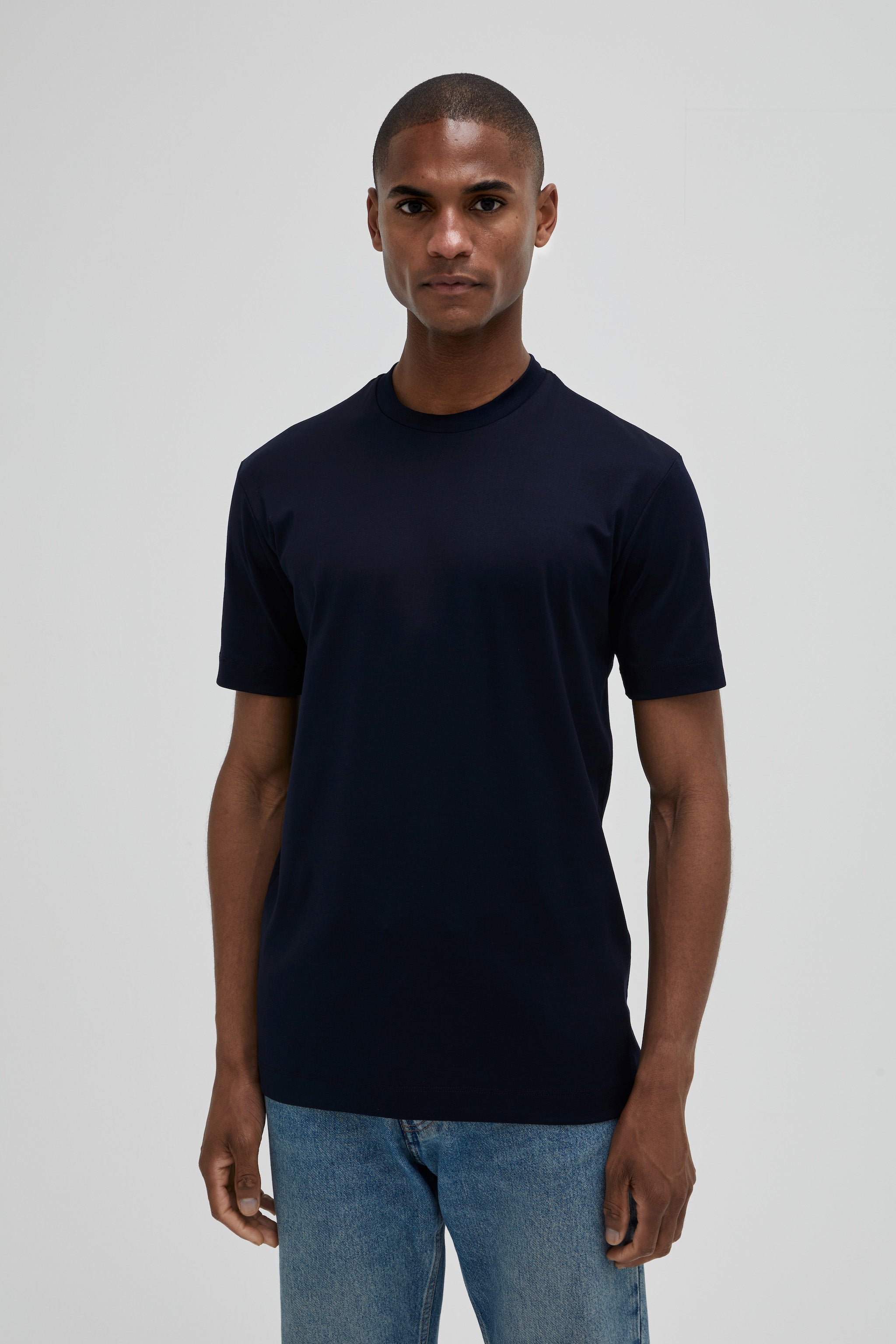 VALENZA INTERLOCK SUPIMA T - SHIRT NAVY SHORT SLEEVE WITH CREW NECK- Hombre Amsterdam