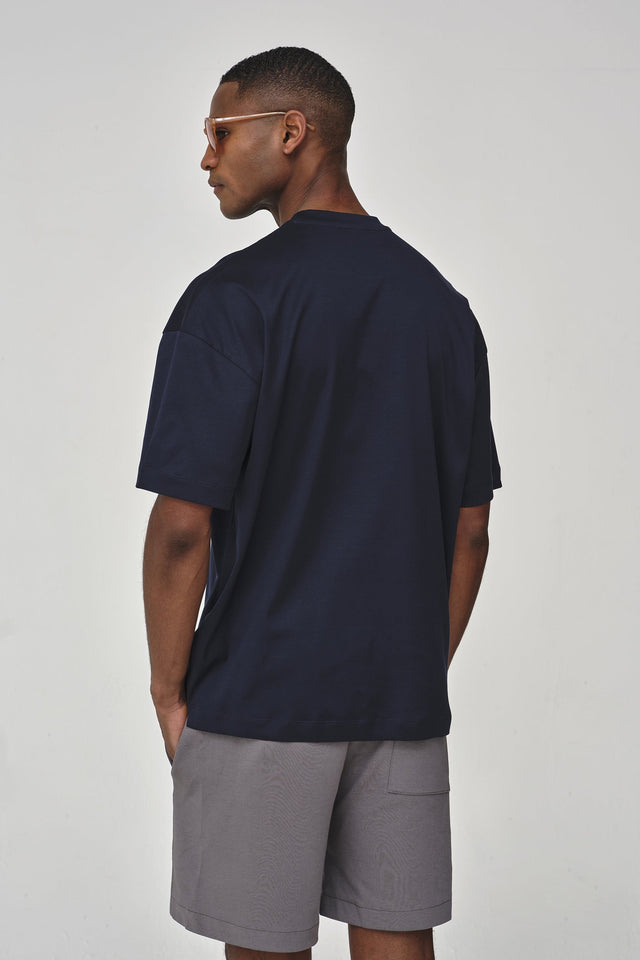 VALENZA INTERLOCK SUPIMA T - SHIRT NAVY OVERSIZED - Hombre Amsterdam