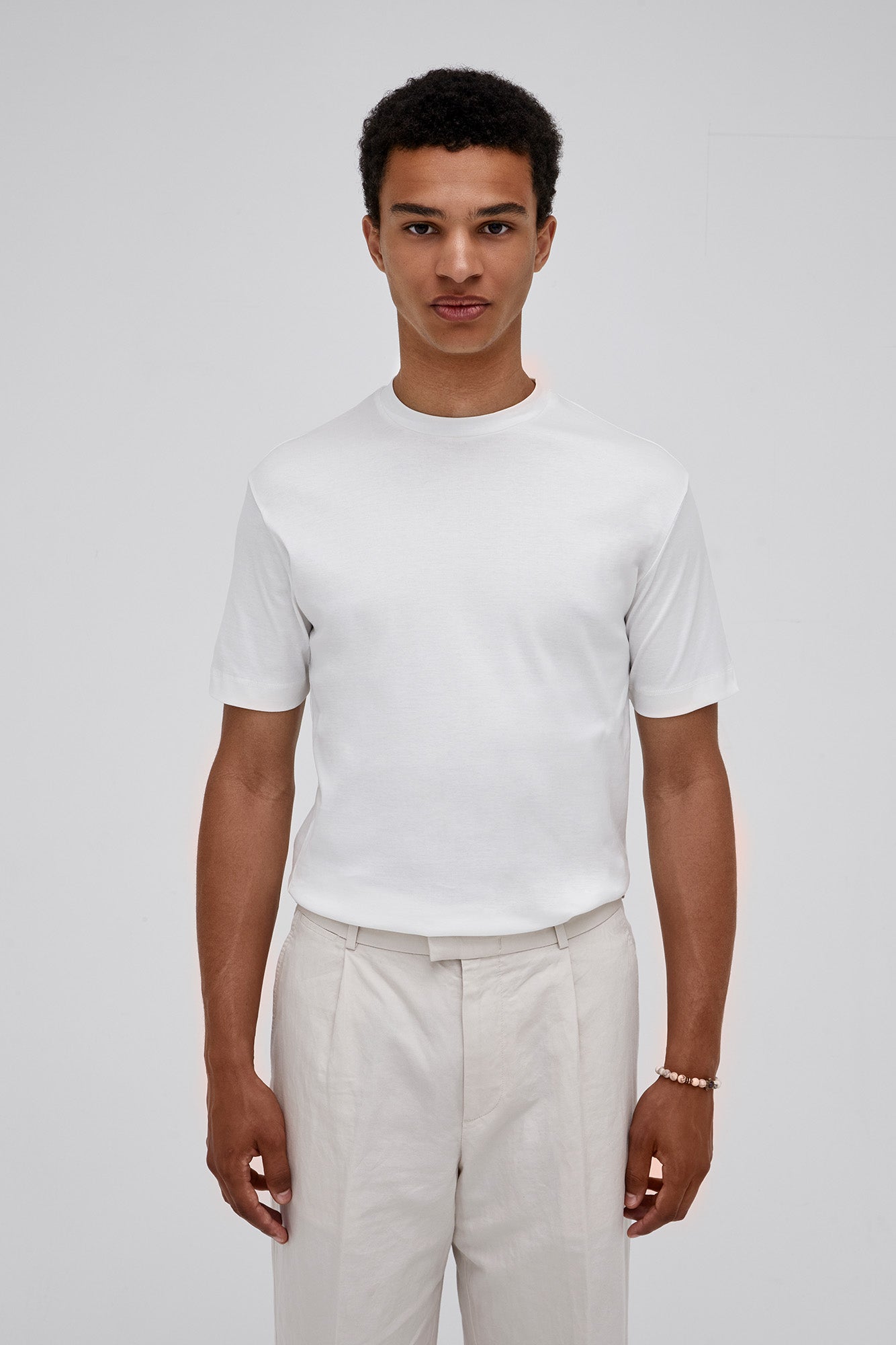 VALENZA INTERLOCK SUPIMA T- SHIRT OFF WHITE CREW NECK- Hombre Amsterdam