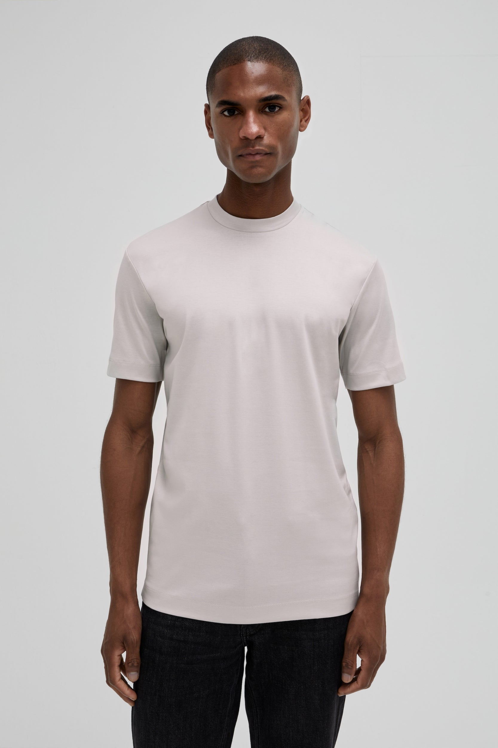 VALENZA INTERLOCK SUPIMA T - SHIRT PEARL GREY SHORT SLEEVE- Hombre Amsterdam