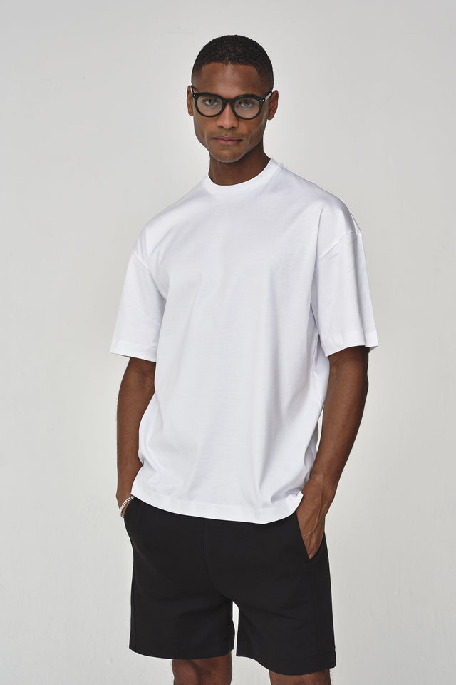 VALENZA INTERLOCK SUPIMA T - SHIRT WHITE OVERSIZED - Hombre Amsterdam