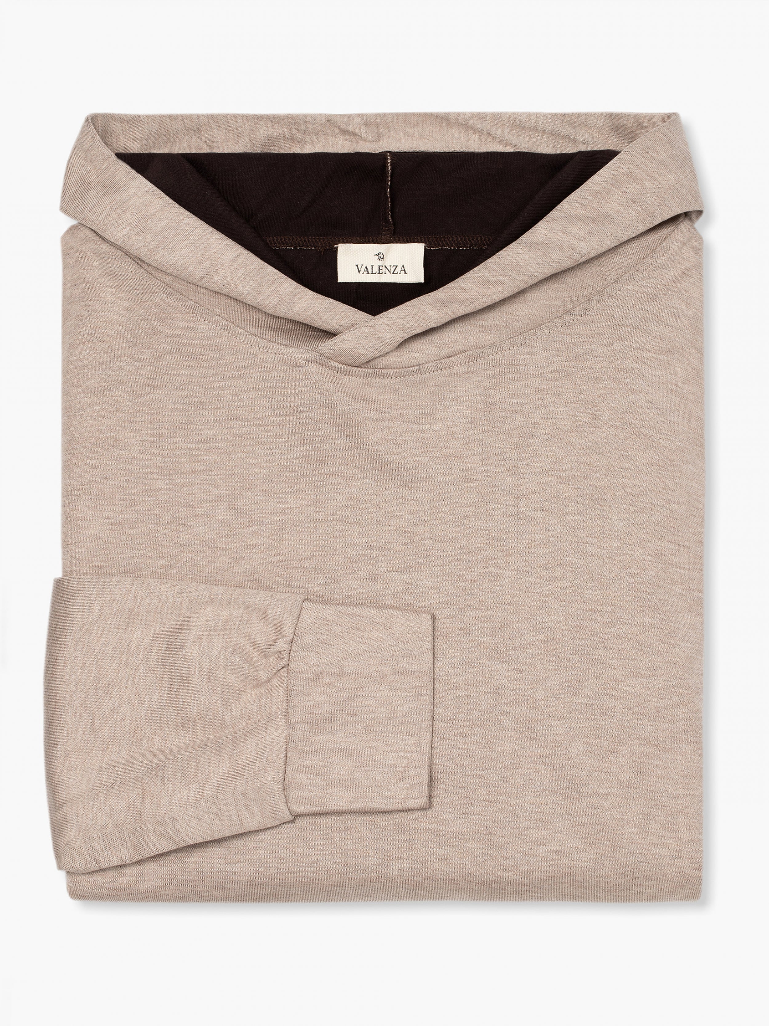 VALENZA SILK BLEND HOODED SWEAT BEIGE - Hombre Amsterdam
