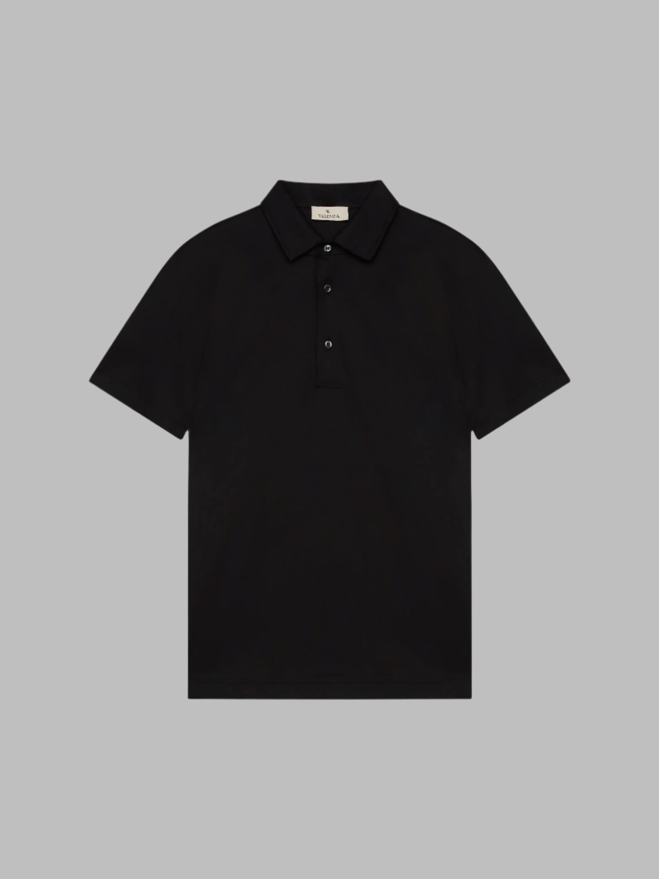 VALENZA SUPIMA POLO BLACK SHORT SLEEVES WITH SCHILLER COLLAR - Hombre Amsterdam