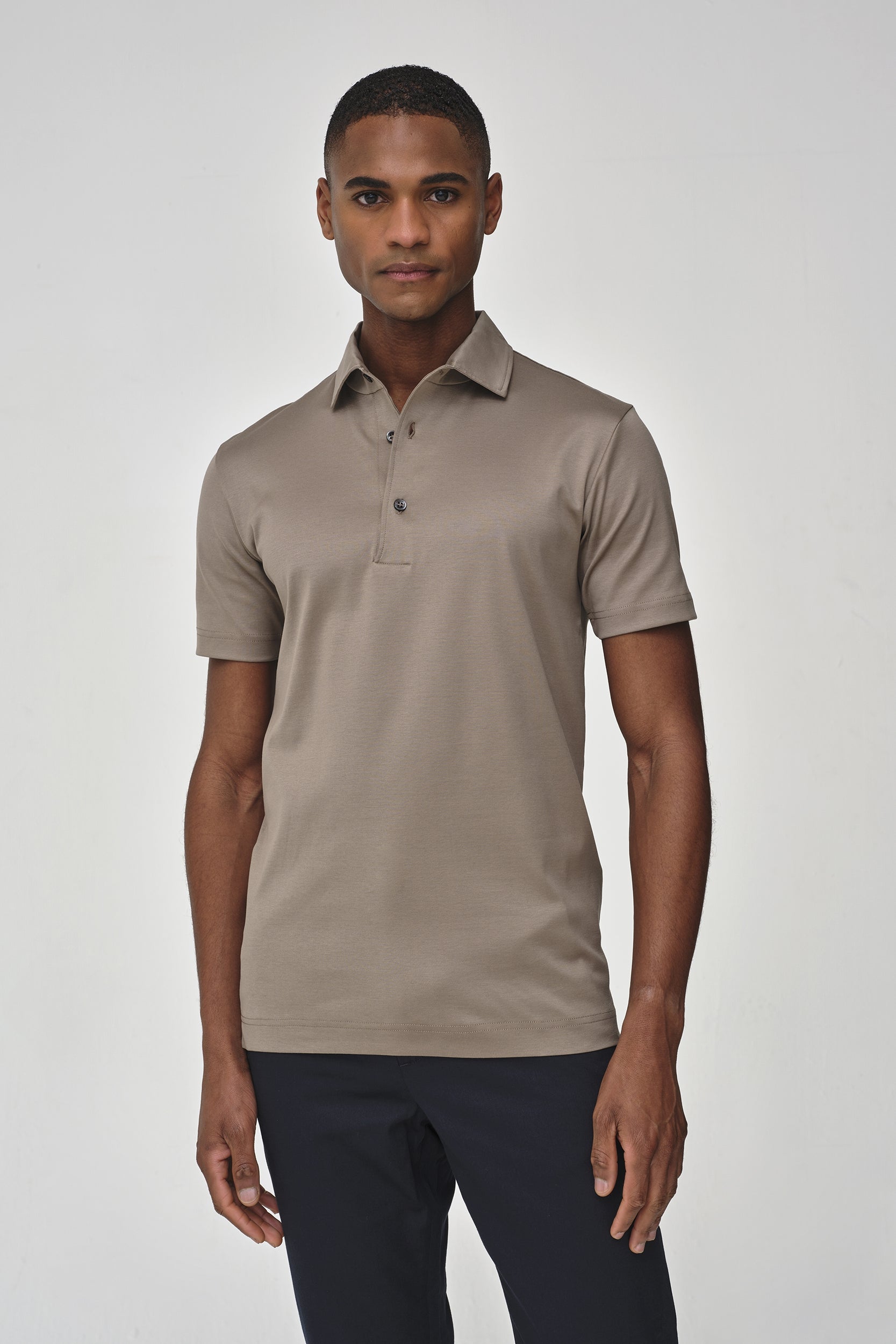 VALENZA SUPIMA COTTON POLO LEAD GREY SHORT SLEEVES AND SCHILLER COLLAR - Hombre Amsterdam
