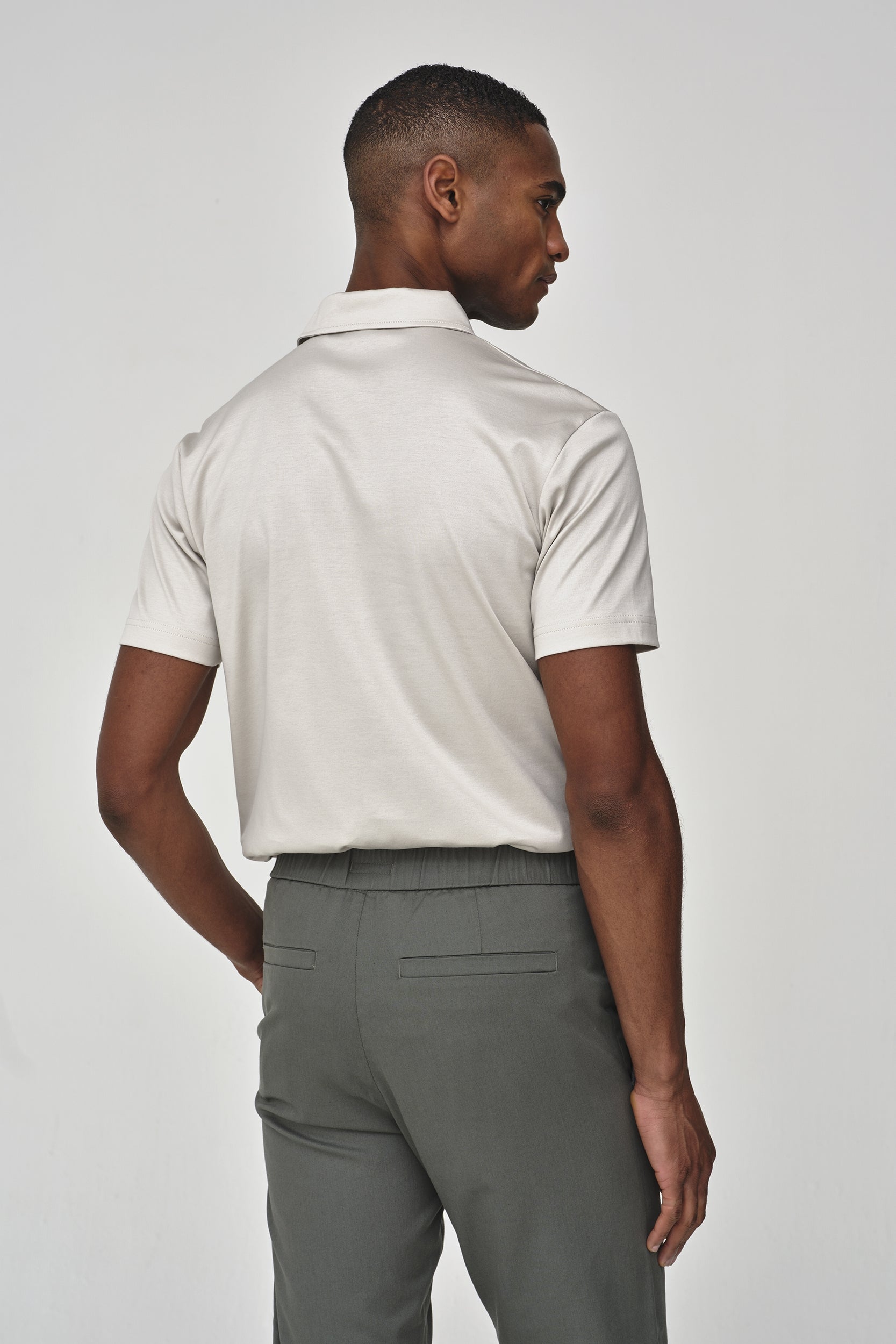 VALENZA SUPIMA POLO PEARL GREY SHORT SLEEVES WITH SCHILLER COLLAR - Hombre Amsterdam