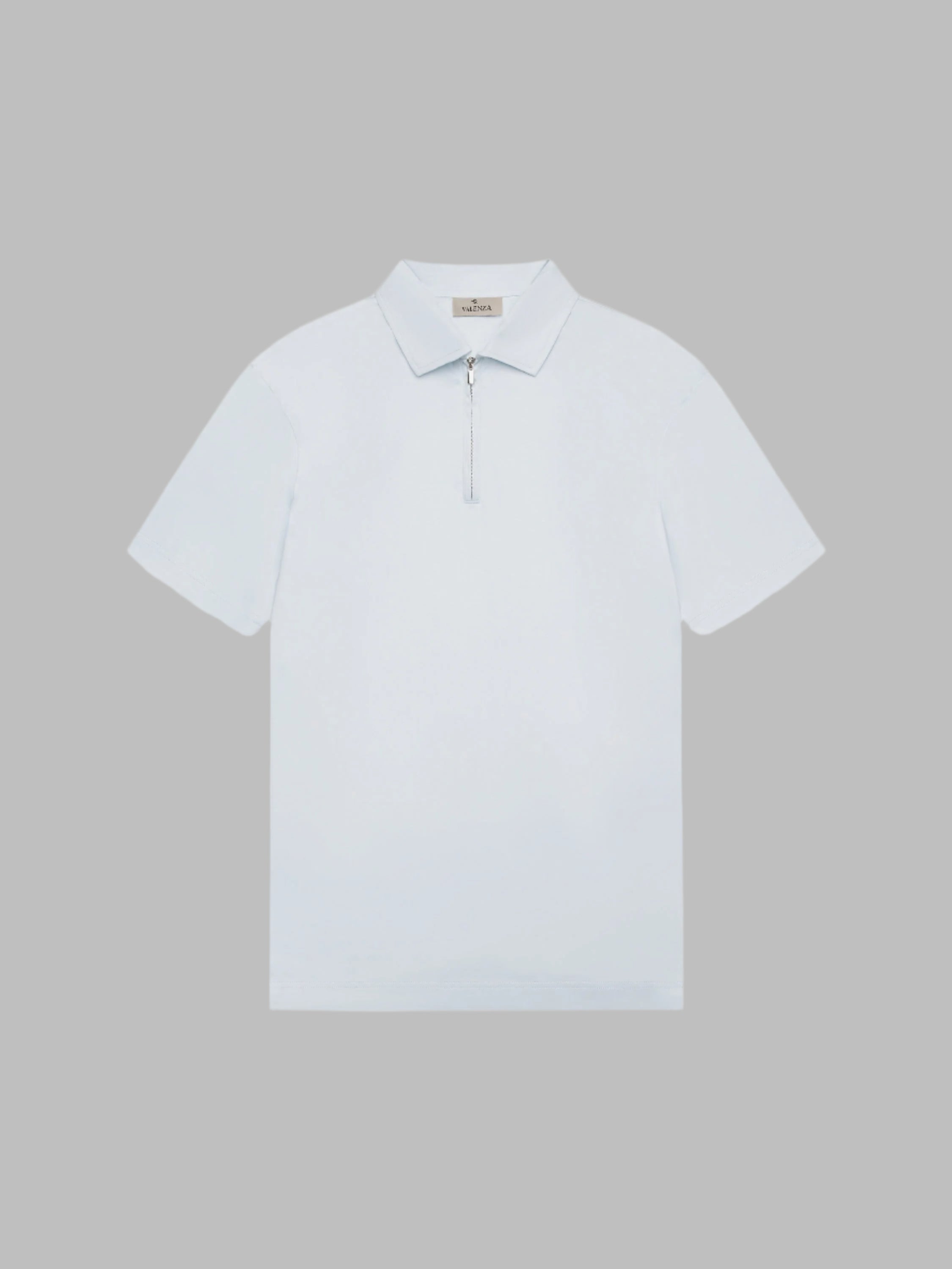 VALENZA SUPIMA ZIP COLLAR POLO ANGEL BLUE SHORT SLEEVE - Hombre Amsterdam