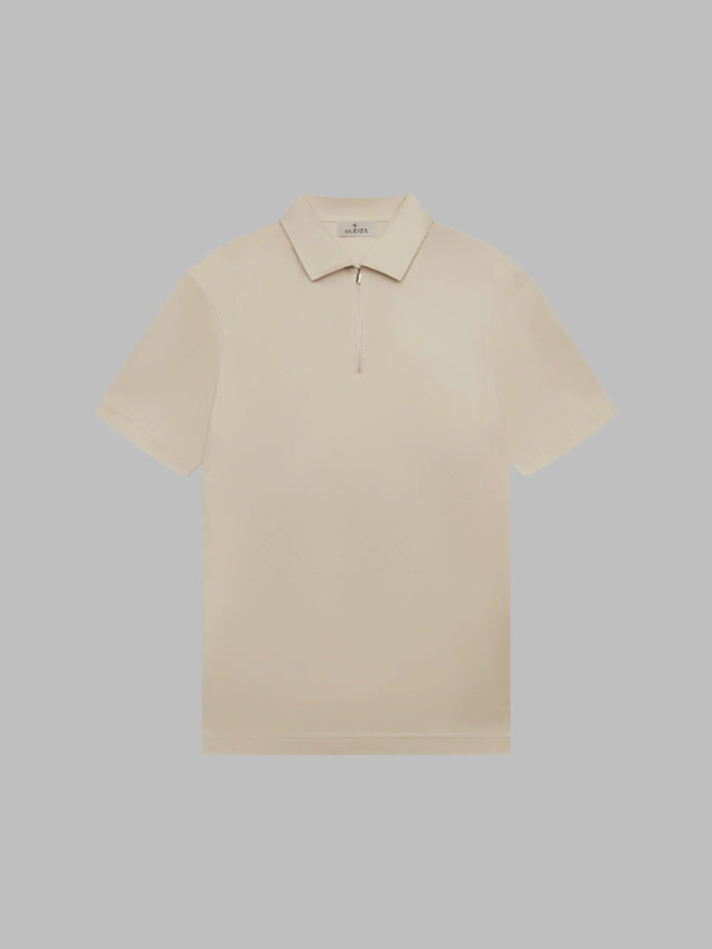 VALENZA SUPIMA ZIP COLLAR POLO BEIGE - Hombre Amsterdam