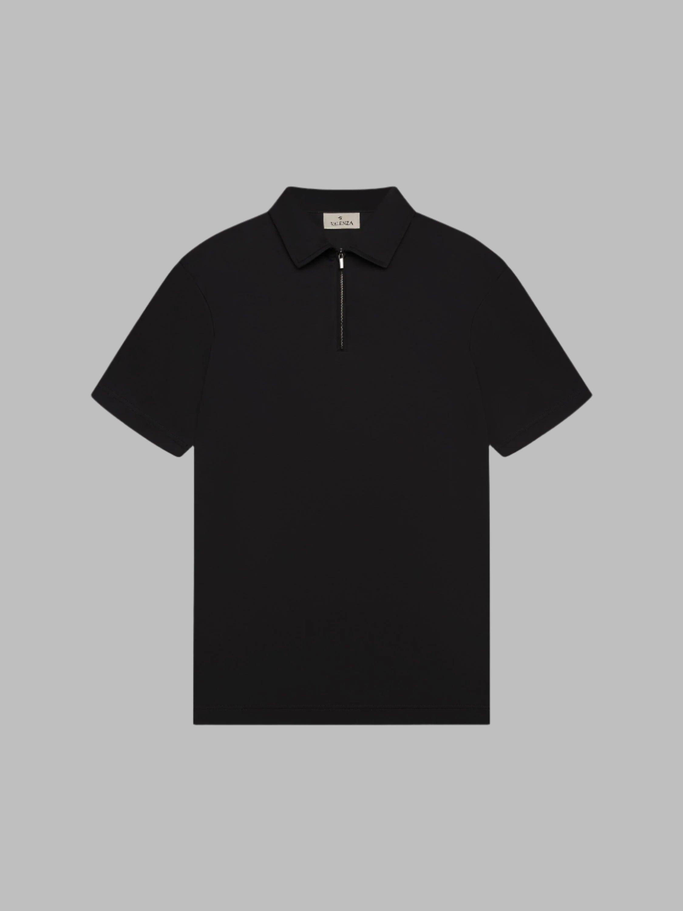 VALENZA SUPIMA ZIP COLLAR POLO BLACK SHORT SLEEVE- Hombre Amsterdam