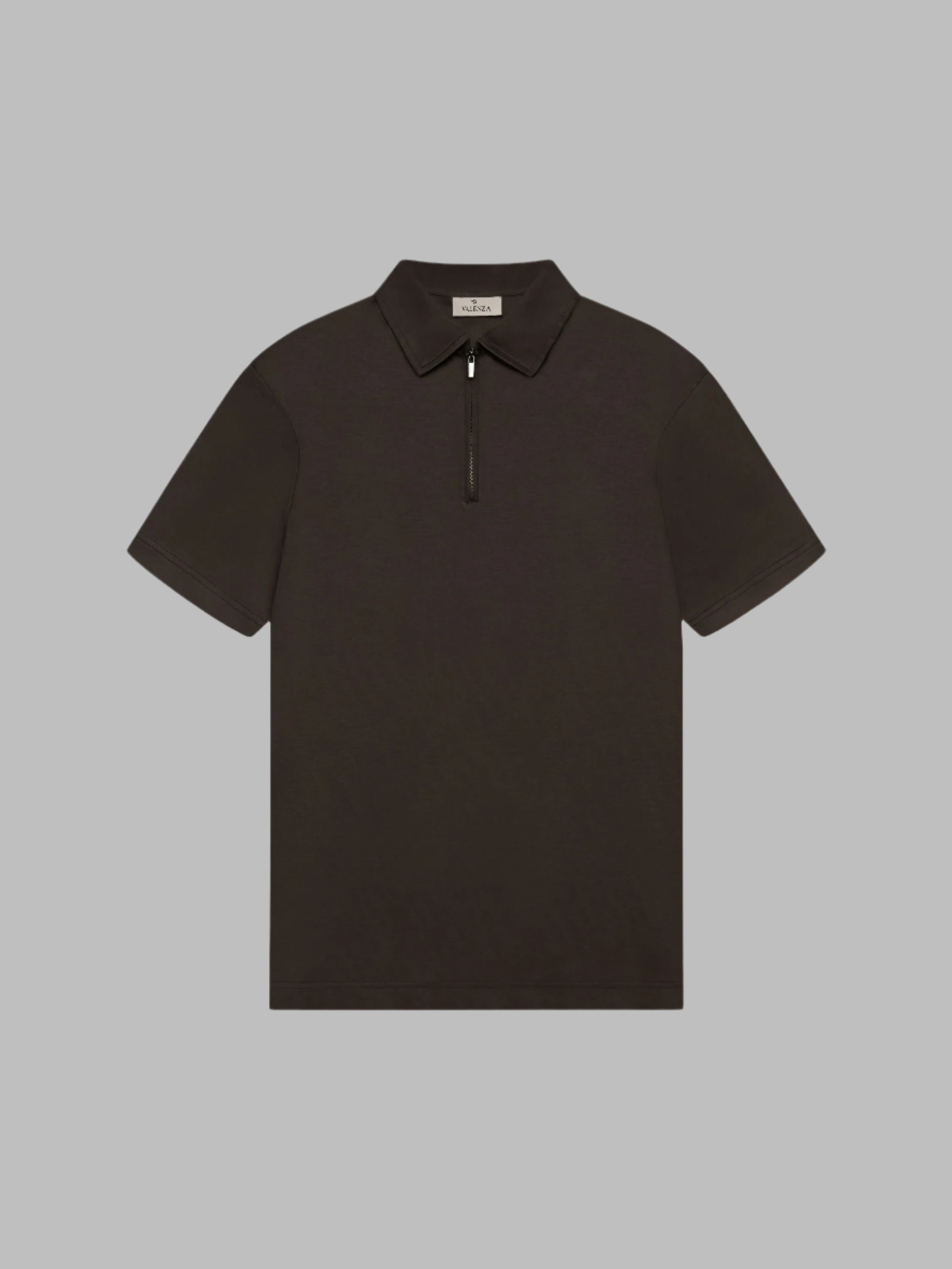 VALENZA SUPIMA ZIP COLLAR POLO EBONY SHORT SLEEVE - Hombre Amsterdam