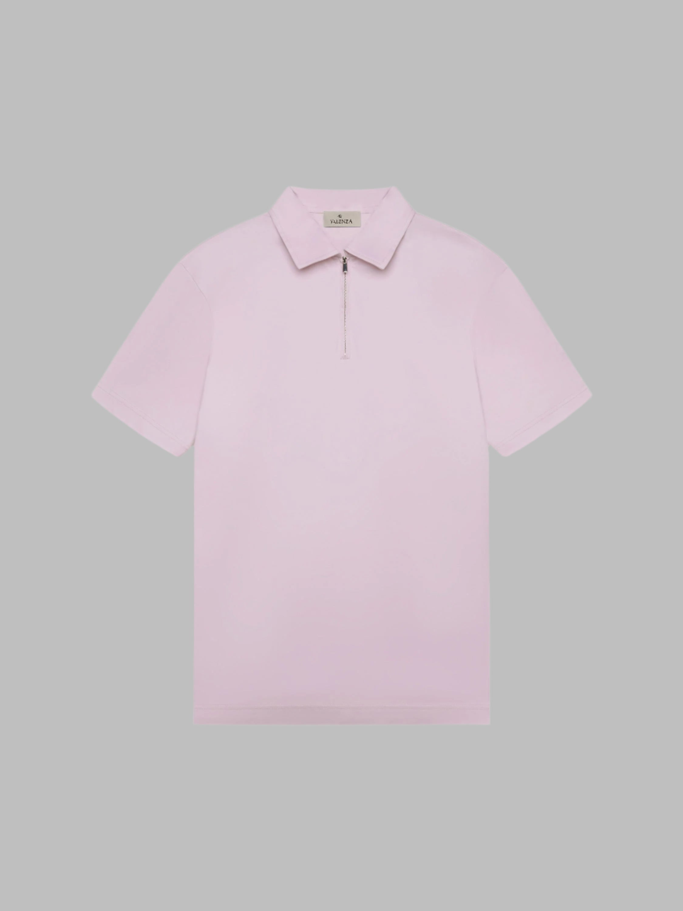 VALENZA SUPIMA  COTTON ZIP COLLAR POLO ROSE  SHORT SLEEVE- Hombre Amsterdam