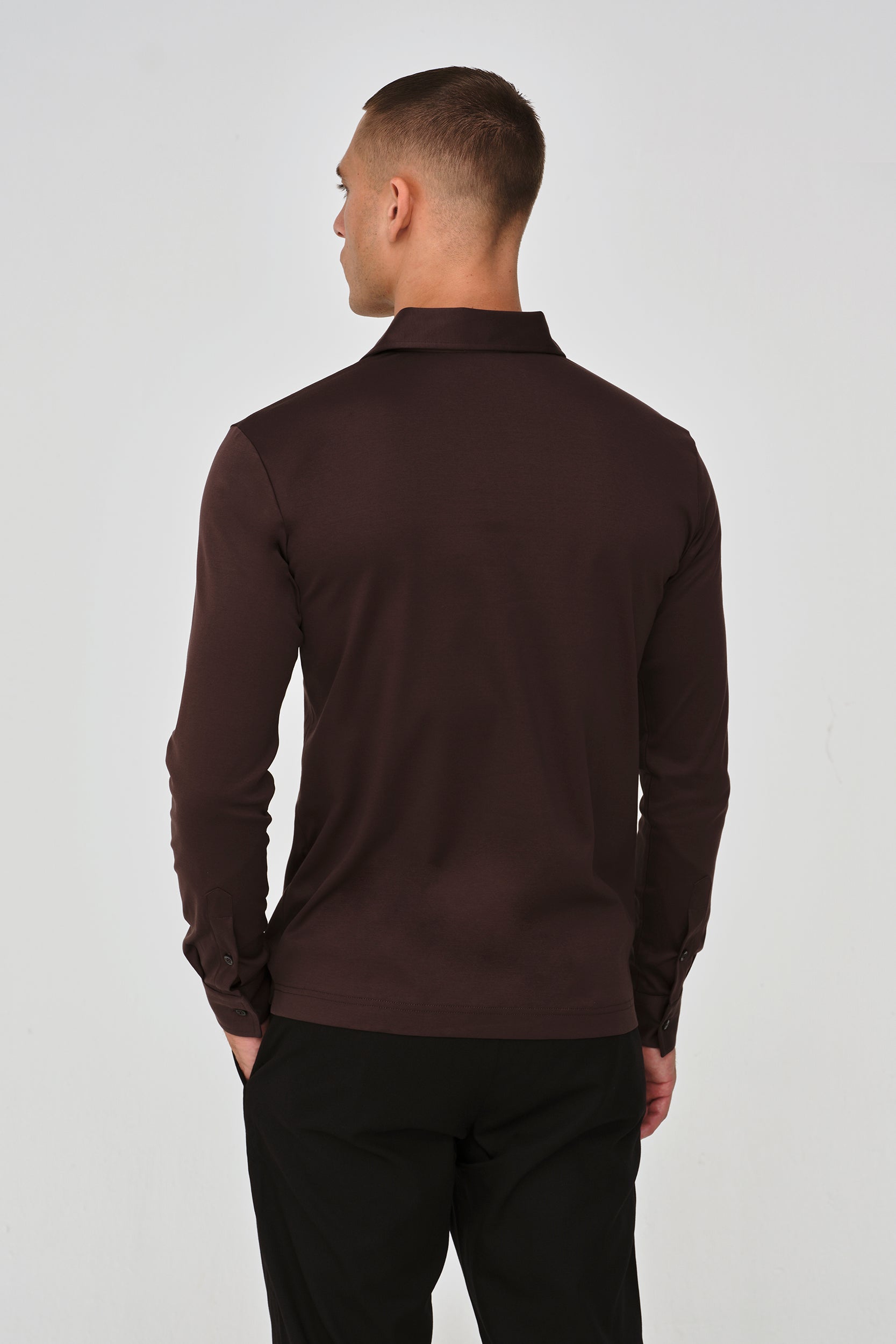 VALENZA SUPIMA ZIP POLO LONG SLEEVE EBONY BROWN - Hombre Amsterdam