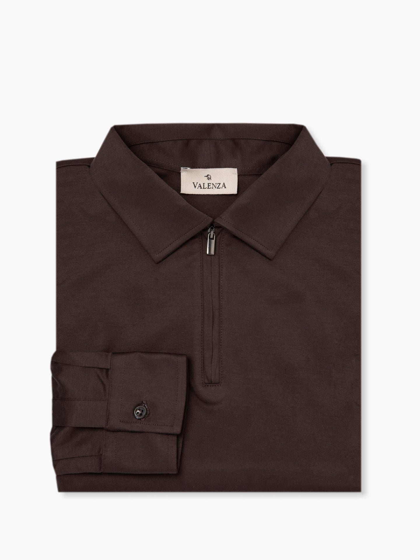 VALENZA SUPIMA ZIP POLO LONG SLEEVE EBONY BROWN- Hombre Amsterdam