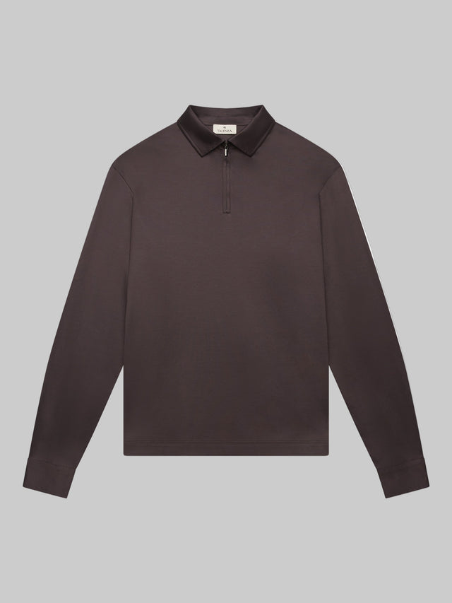 VALENZA SUPIMA ZIP POLO LONG SLEEVE ASPHALT COTTON- Hombre Amsterdam