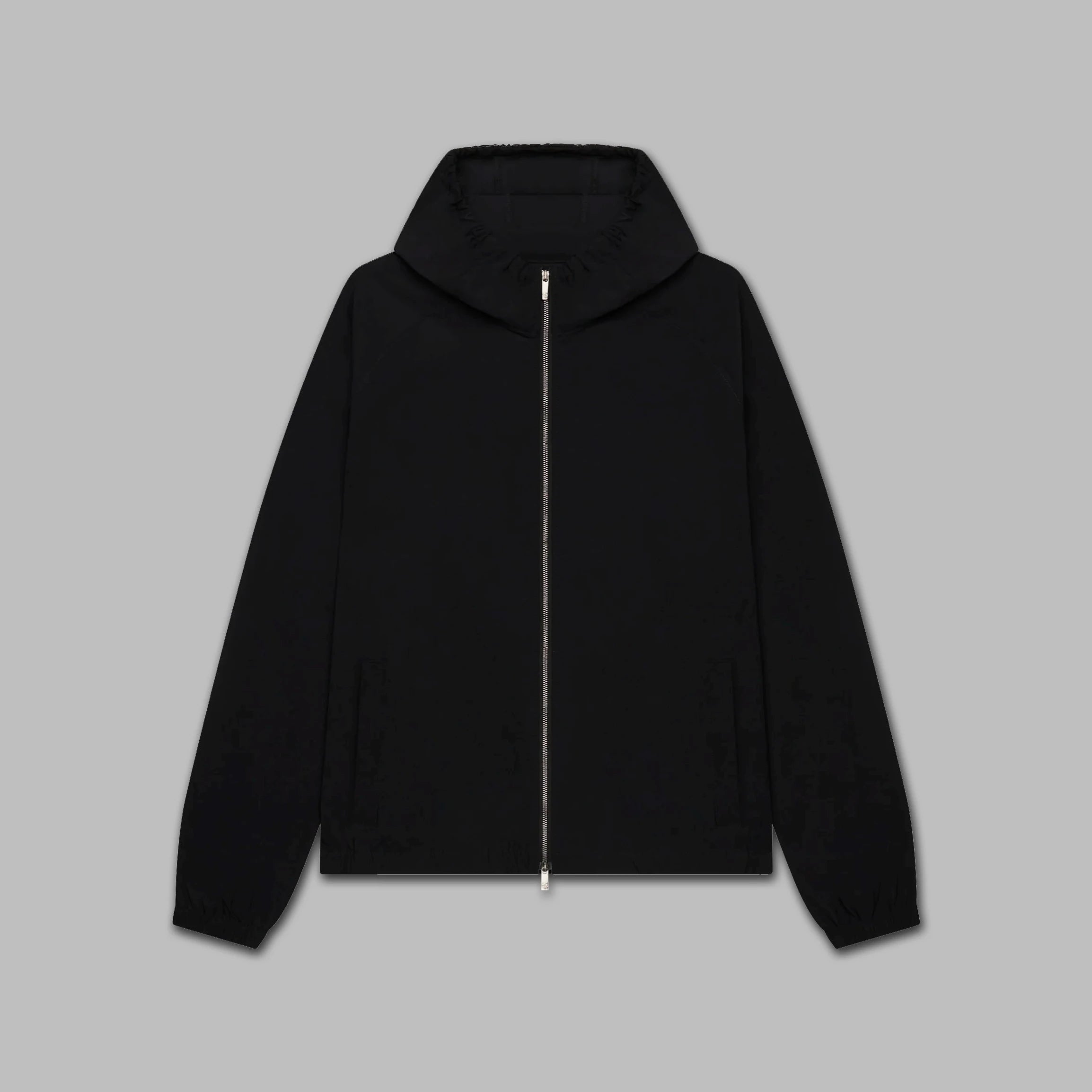 VALENZA TECH STRETCH HOODED BLOUSON BLACK WITH METAL ZIP CLOSURE - Hombre Amsterdam