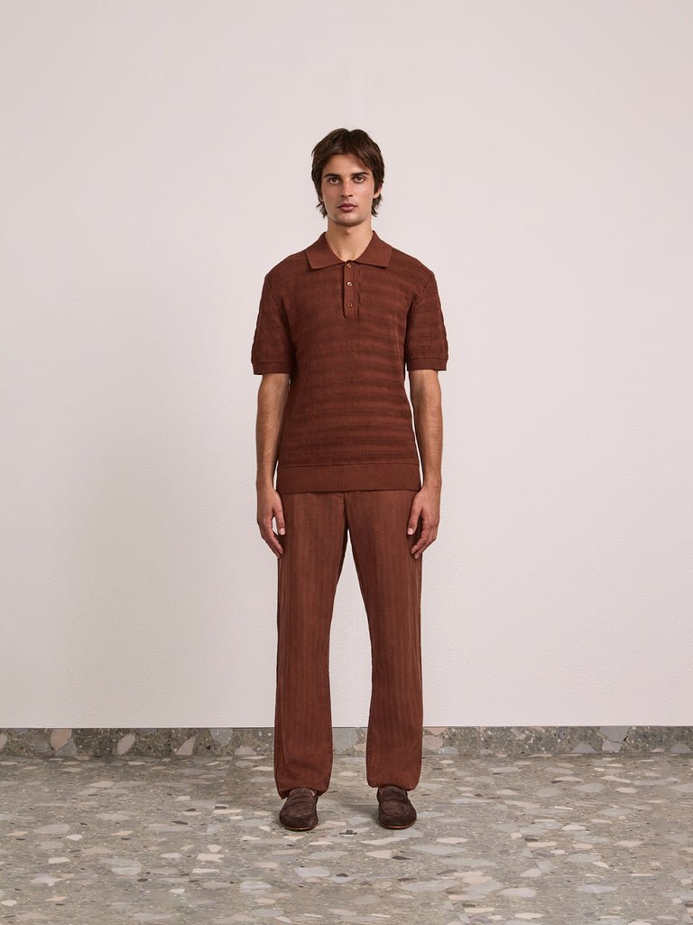 Vidal Cotton Button - Up polo Brown - Hombre Amsterdam