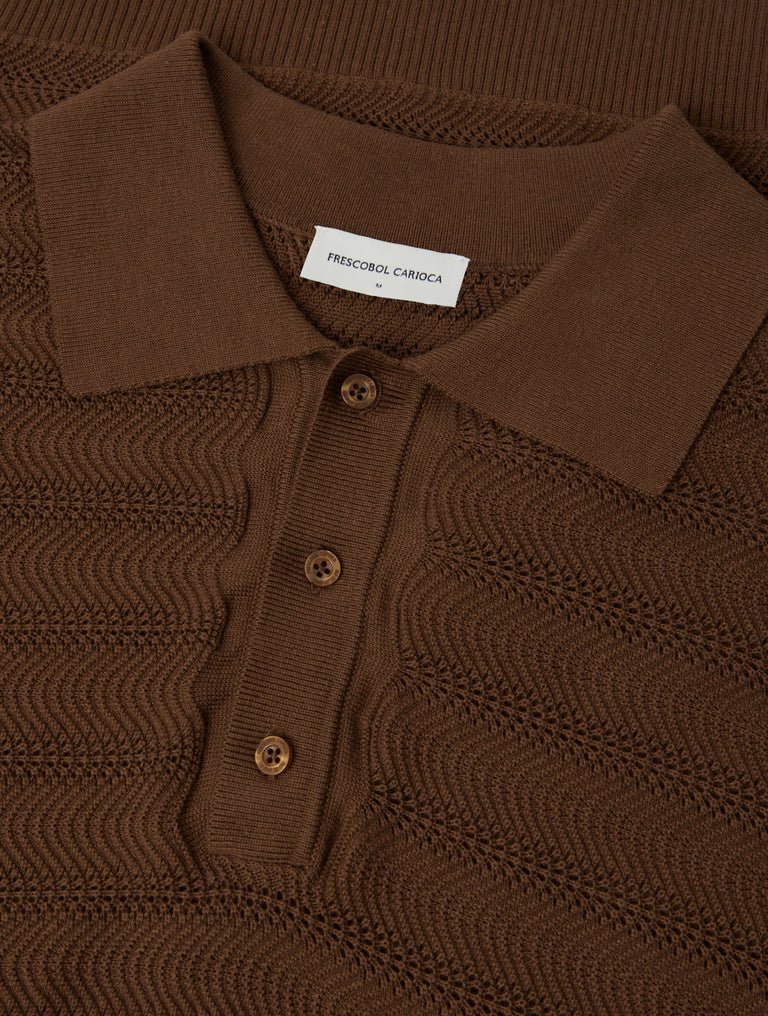 Vidal Cotton Button - Up polo Brown - Hombre Amsterdam