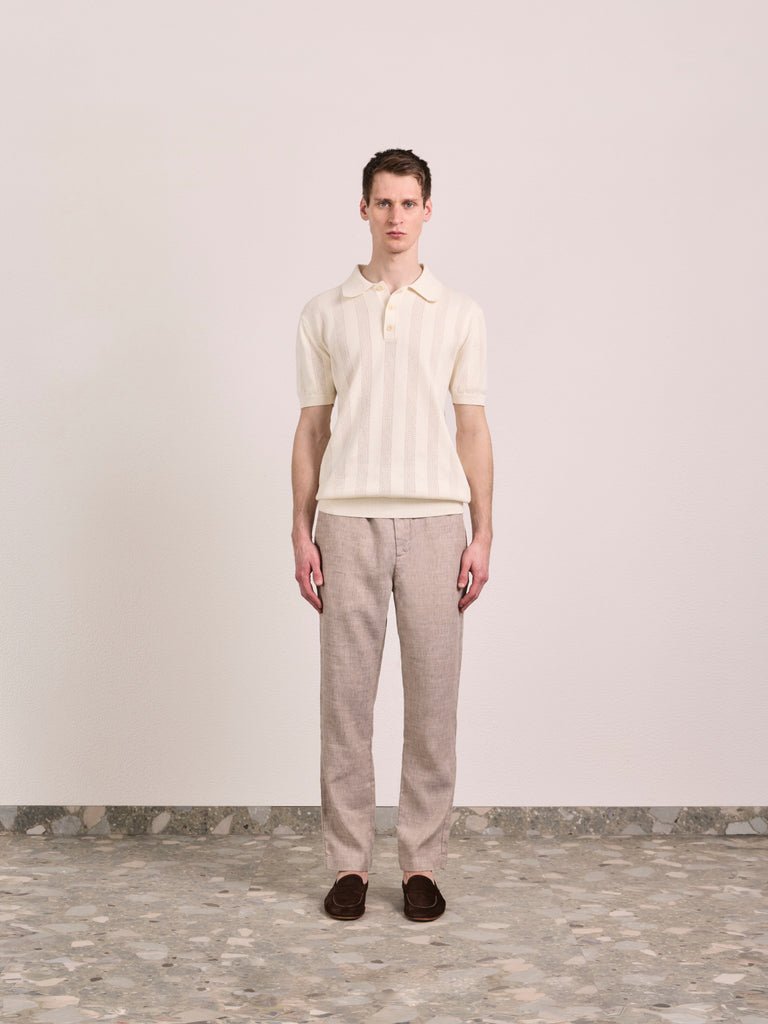 Vidal Cotton Jacquard Polo Cream - Hombre Amsterdam